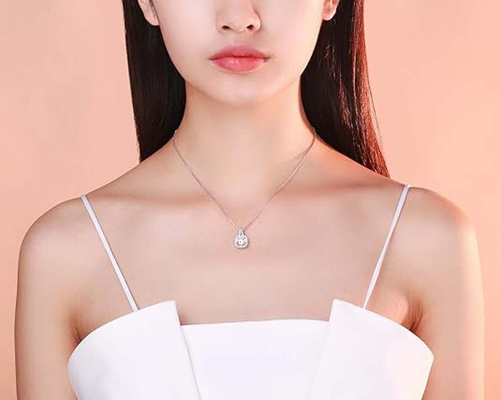 Jumpeak Kette mit Anhänger 1ct, 3ex Halskette damen,Diamond,brautkleider damen,Anhänger-Halskette, Liebes geschenk für sie,Geschenk ideen für frau,Geschenk schwester