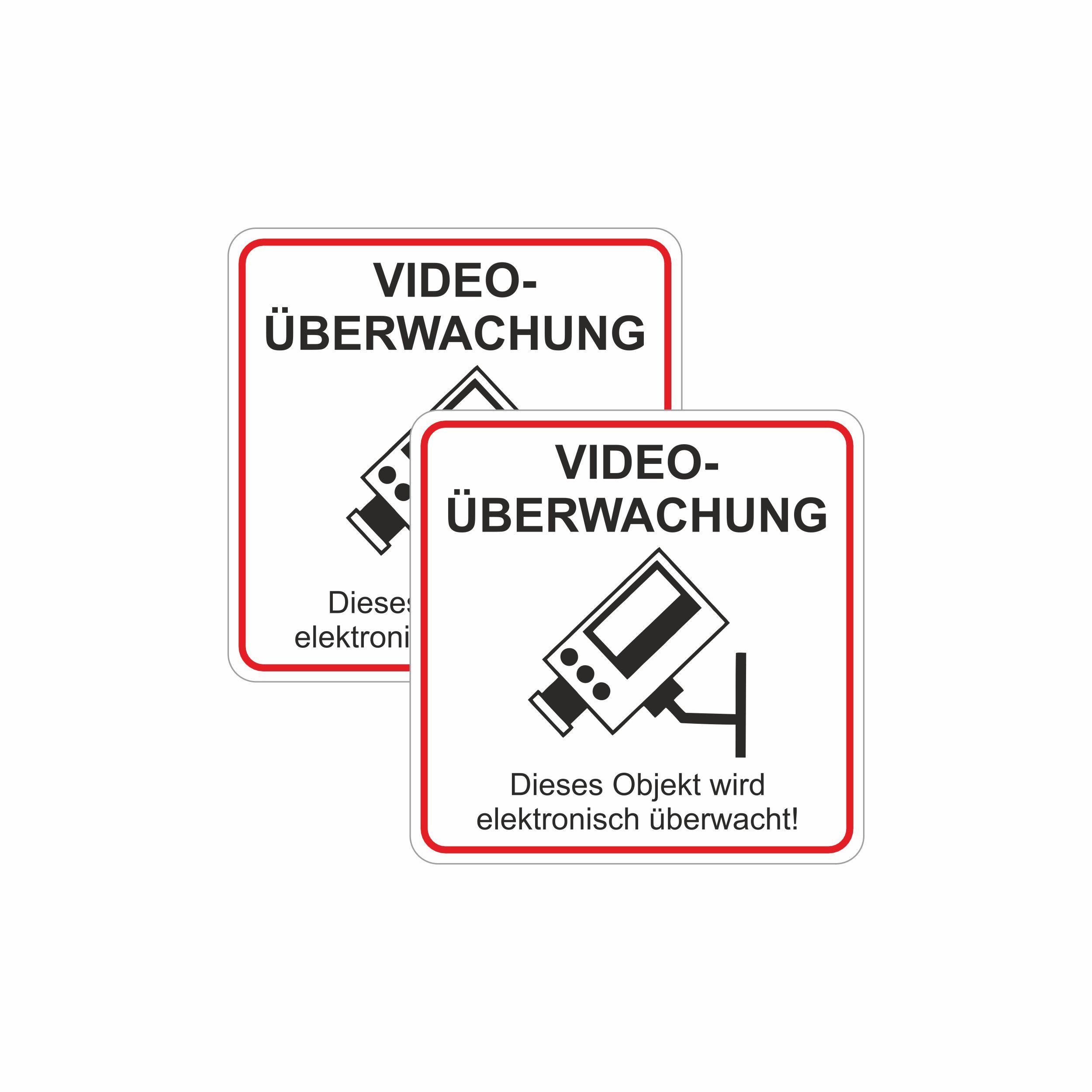 Hermann Schütz Aufkleber Aufkleber Videoüberwachung ... 2 Stück, 65 x 65 mm