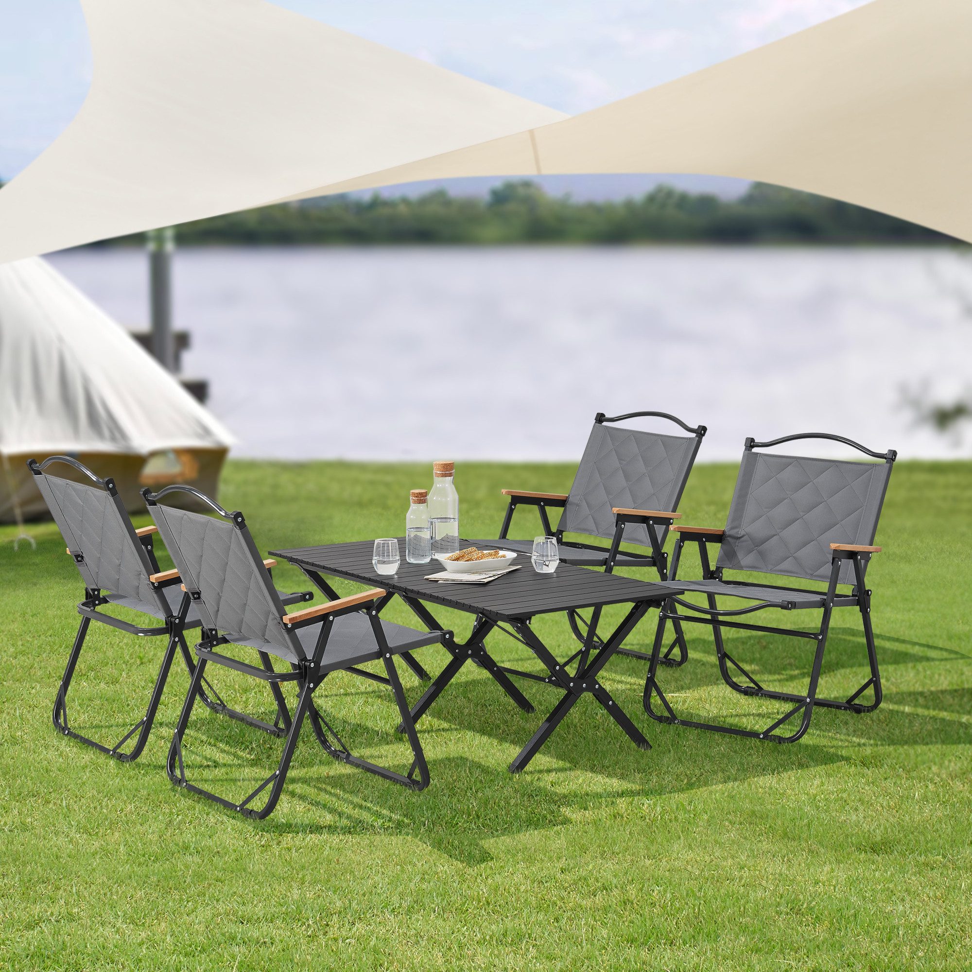 casa.pro Gartenlounge-Set, (5-tlg., 1 Tisch, 4 günstig online kaufen