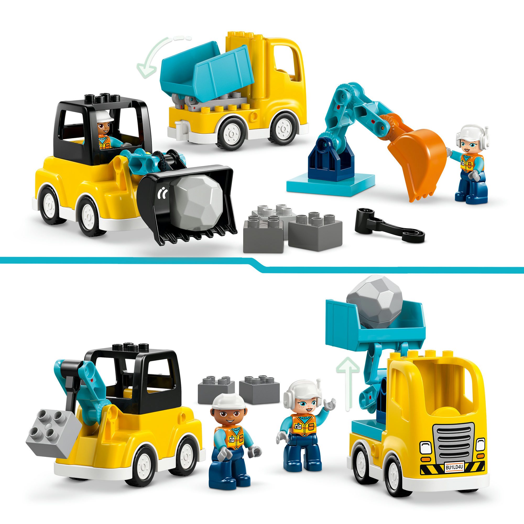 LEGO® Baufahrzeuge – 3-in-1-Set (10475), LEGO DUPLO Town Konstruktionsspielsteine, (22 St), Made in Europe – Bild 4 von 5