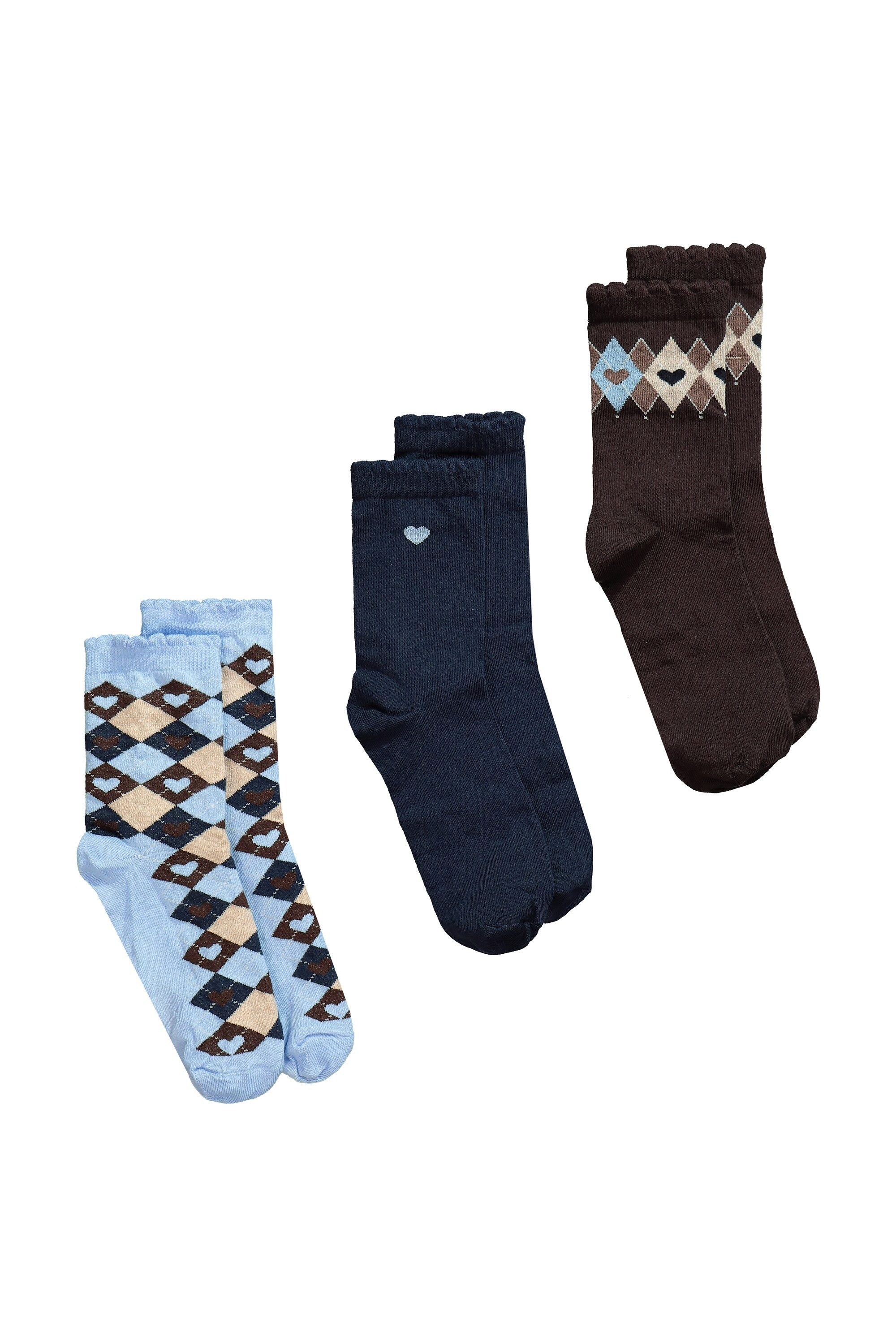 JP1880 Strick 3er Pack Strümpfe Karo, Materialmix