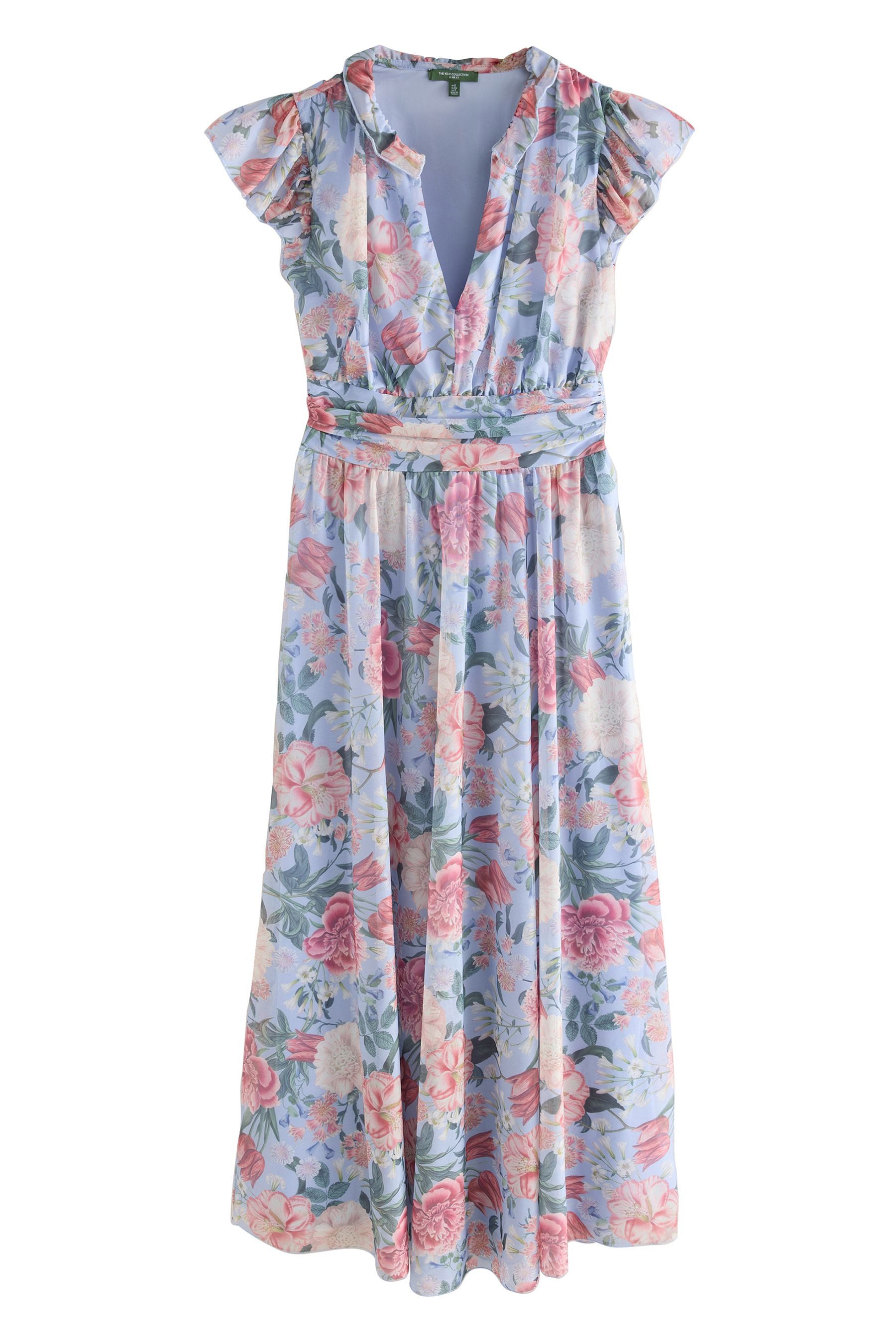 Next Midikleid Plissiertes Mesh-Midikleid mit V-Ausschnitt (1-tlg) günstig online kaufen