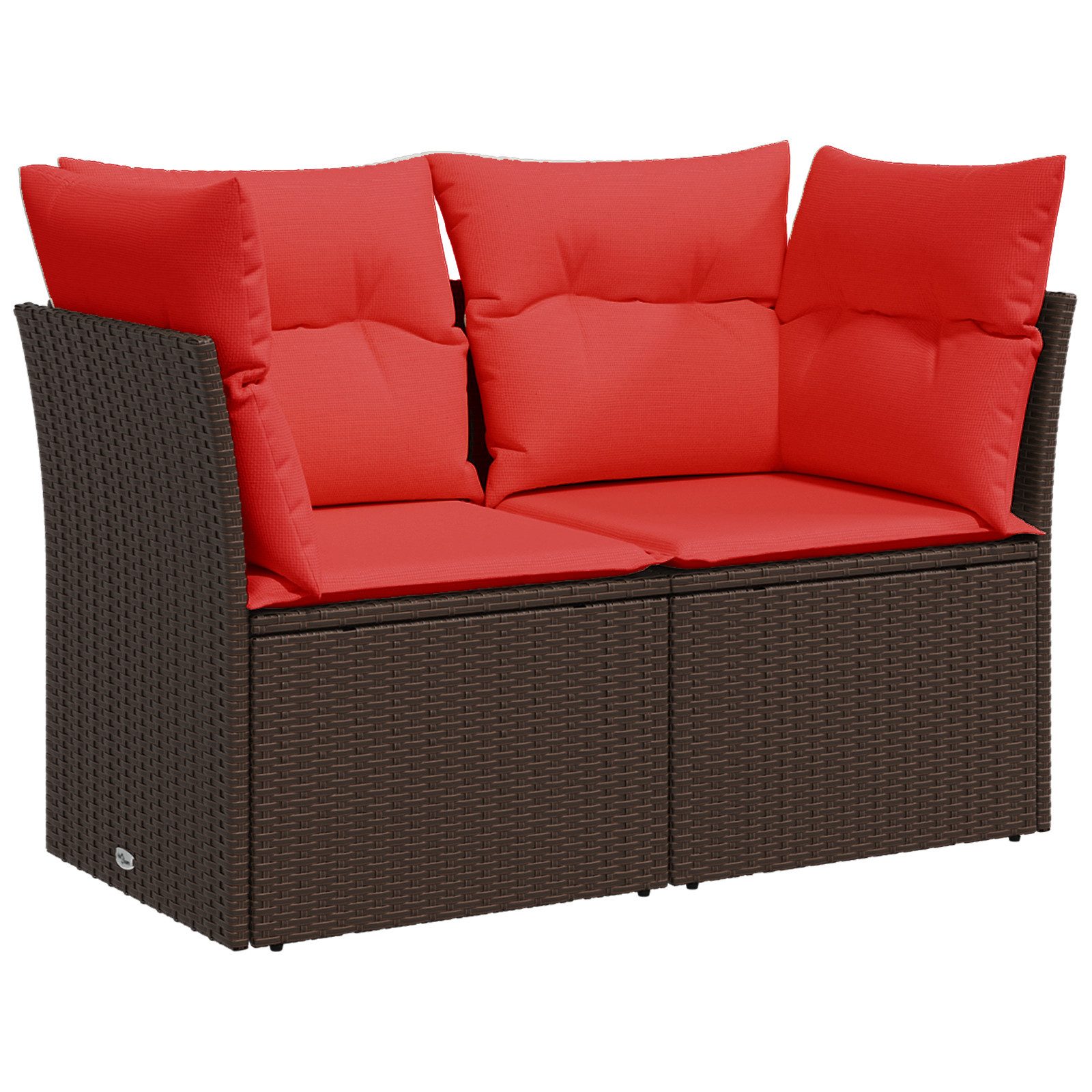 vidaXL Loungesofa Gartensofa mit Kissen 2-Sitzer Braun Poly Rattan, 1 Teile