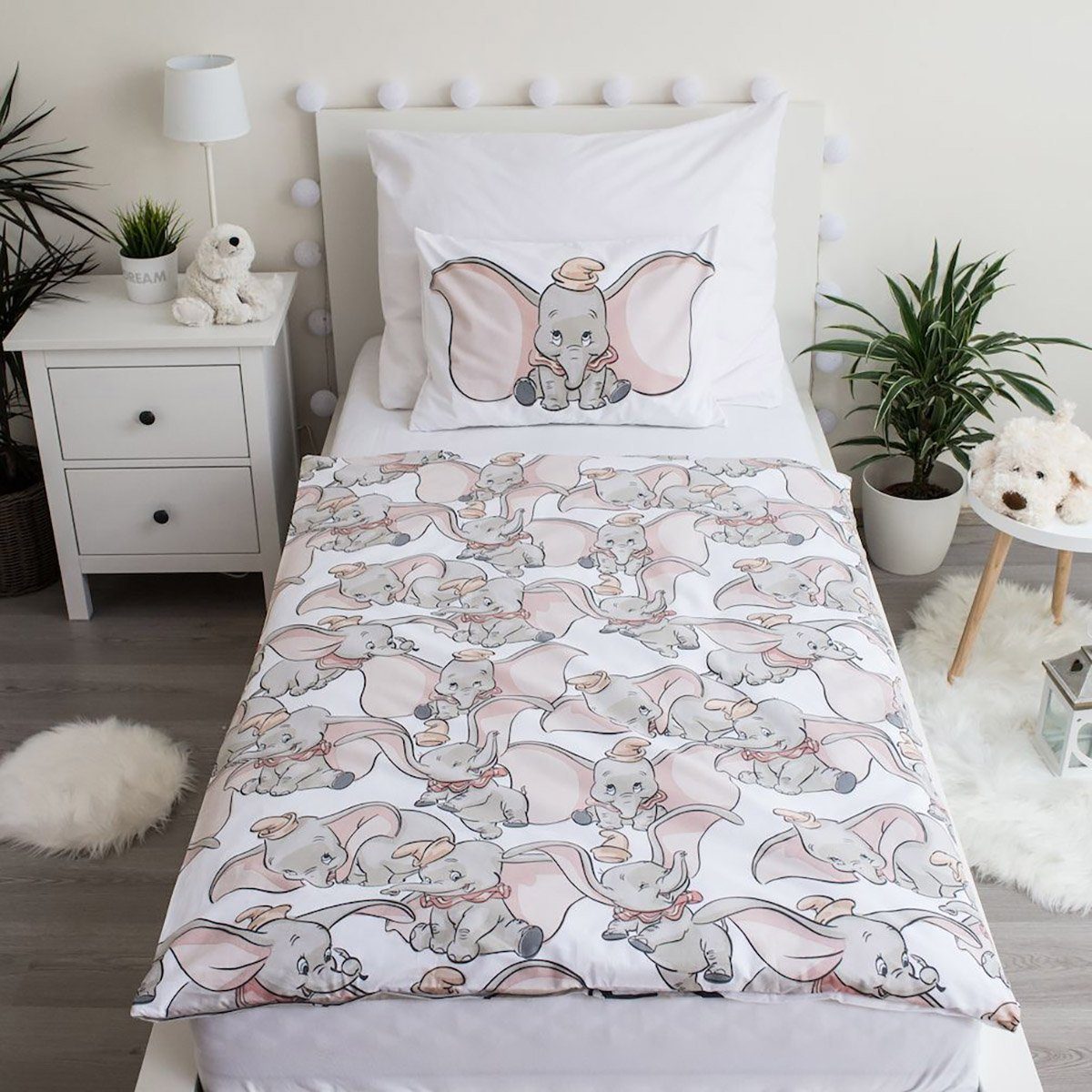Disney Kinderbettwäsche Disney Dumbo Kinderbettwäsche 100x135 und 40x60 cm 100% Baumwolle, Renforcé, 2 teilig