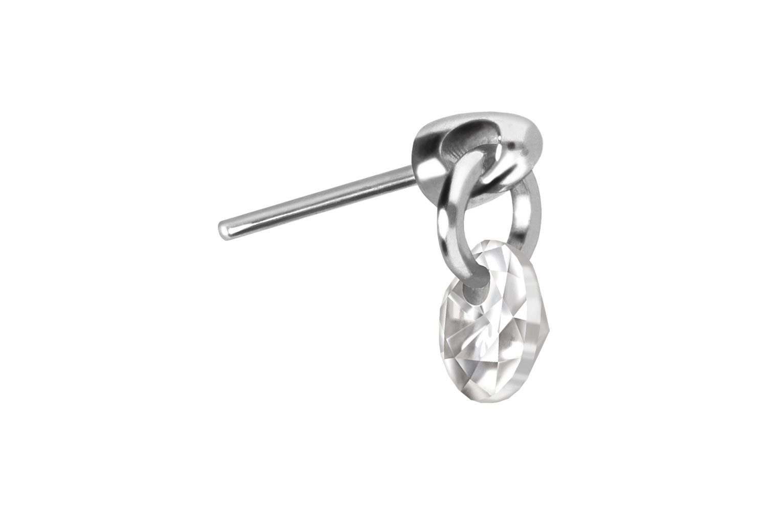 Piercing-Set Titan Aufsatz mit Push Pin RUNDER KRISTALL