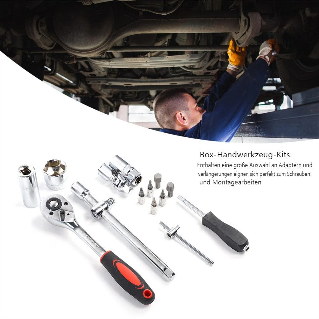 MECO Werkzeugset 108-tlg. Ratschen-Schlüsselset 1/4", 1/2" Steckschlüssel Satz, (CR40 Stahl mit Stecknüssen, Verlängerung, Bits), Handwerkzeugset mit Werkzeugkoffer