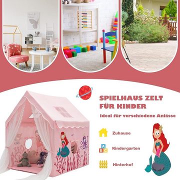KOMFOTTEU Spielzelt Kinderzelt mit Dicker Matte & 2 Fenster & Gaze