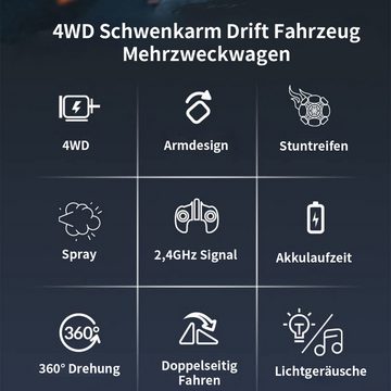 Welikera RC-Auto, 2.4G-Fernsteuerung 360°-Drehung Lichtspray-Schwinge