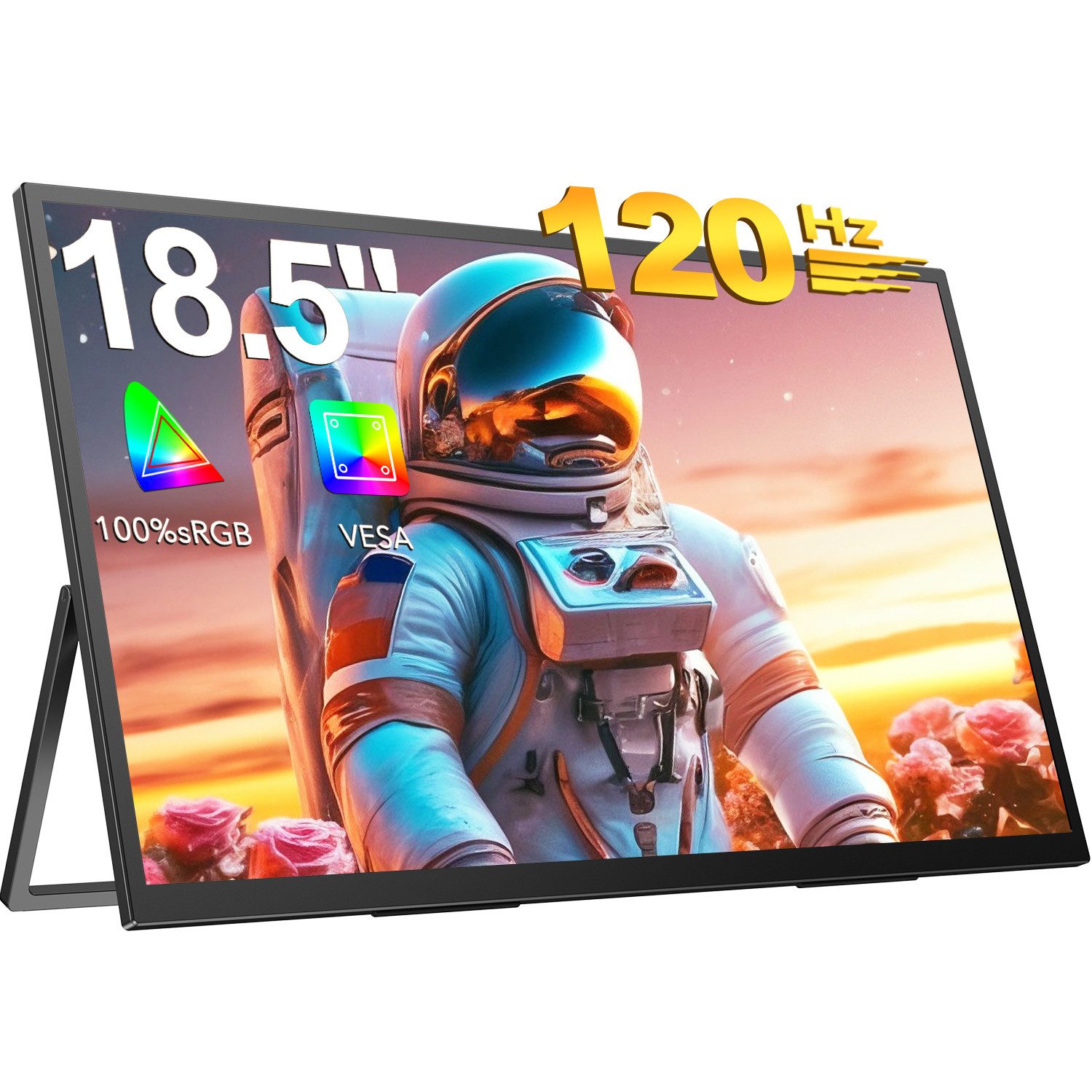 UPERFECT Tragbarer Monitor, Gaming Monitor, 100 % sRGB, LCD-Bildschirm Portabler Monitor (47 cm/18.5 ", 1920 x 1080 px, Full HD, 14 ms Reaktionszeit, 120 Hz, IPS)