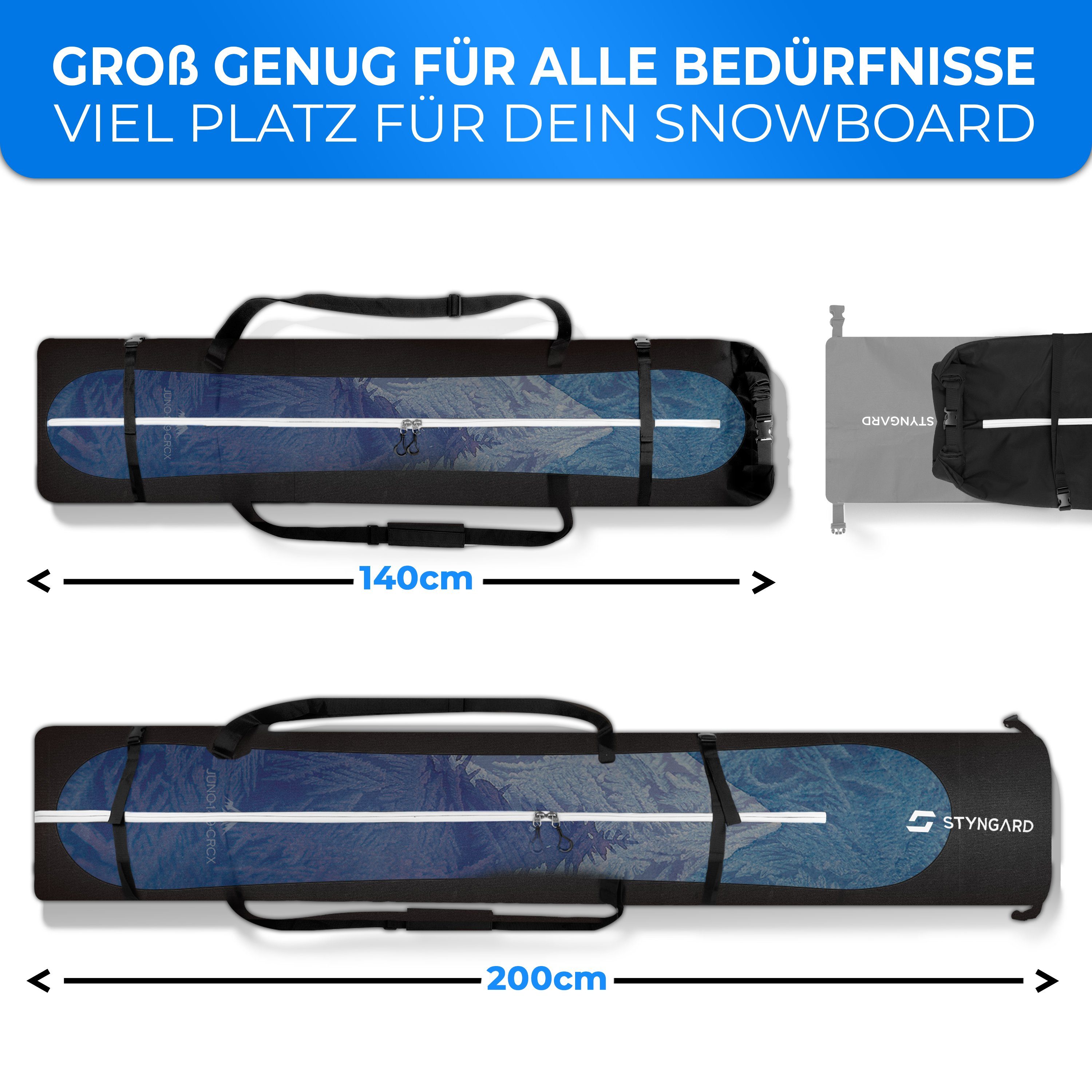 Styngard Sporttasche WHISTLER (Snowboardtasche mit Rolltop [140 cm bis 190 cm] Boardbag)