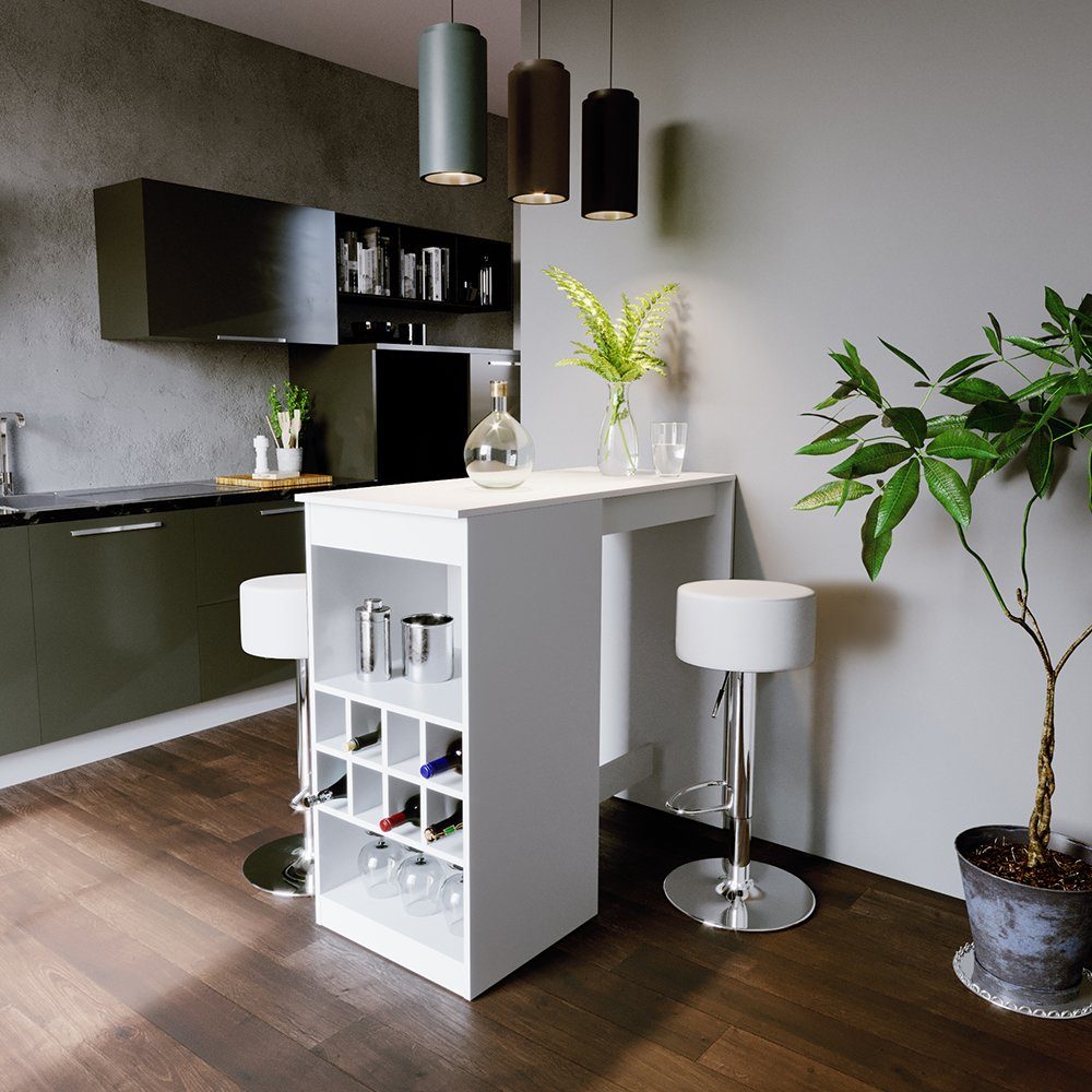 Vicco Bartisch Ross, Weiß, 115 x 50 cm mit 2 Barhockern (3-St)