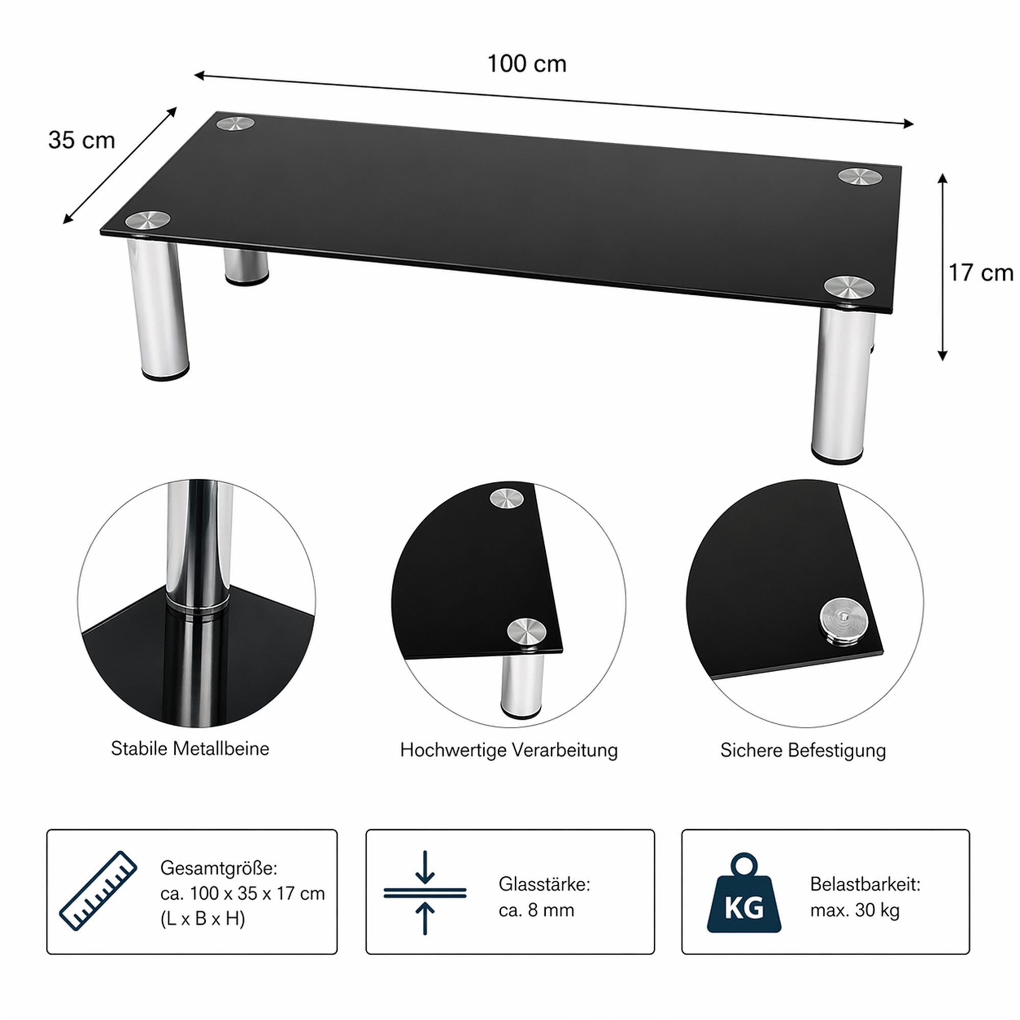Mucola TV-Rack Monitorerhöhung Schreibtischaufsatz Monitorständer TV Glasaufsatz (Stück, 1 St., Monitorerhöhung), Robust und stabil