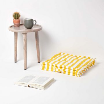 Homescapes Bodenkissen Sitzkissen Breite Streifen gelb 40 x 40 x 10 cm