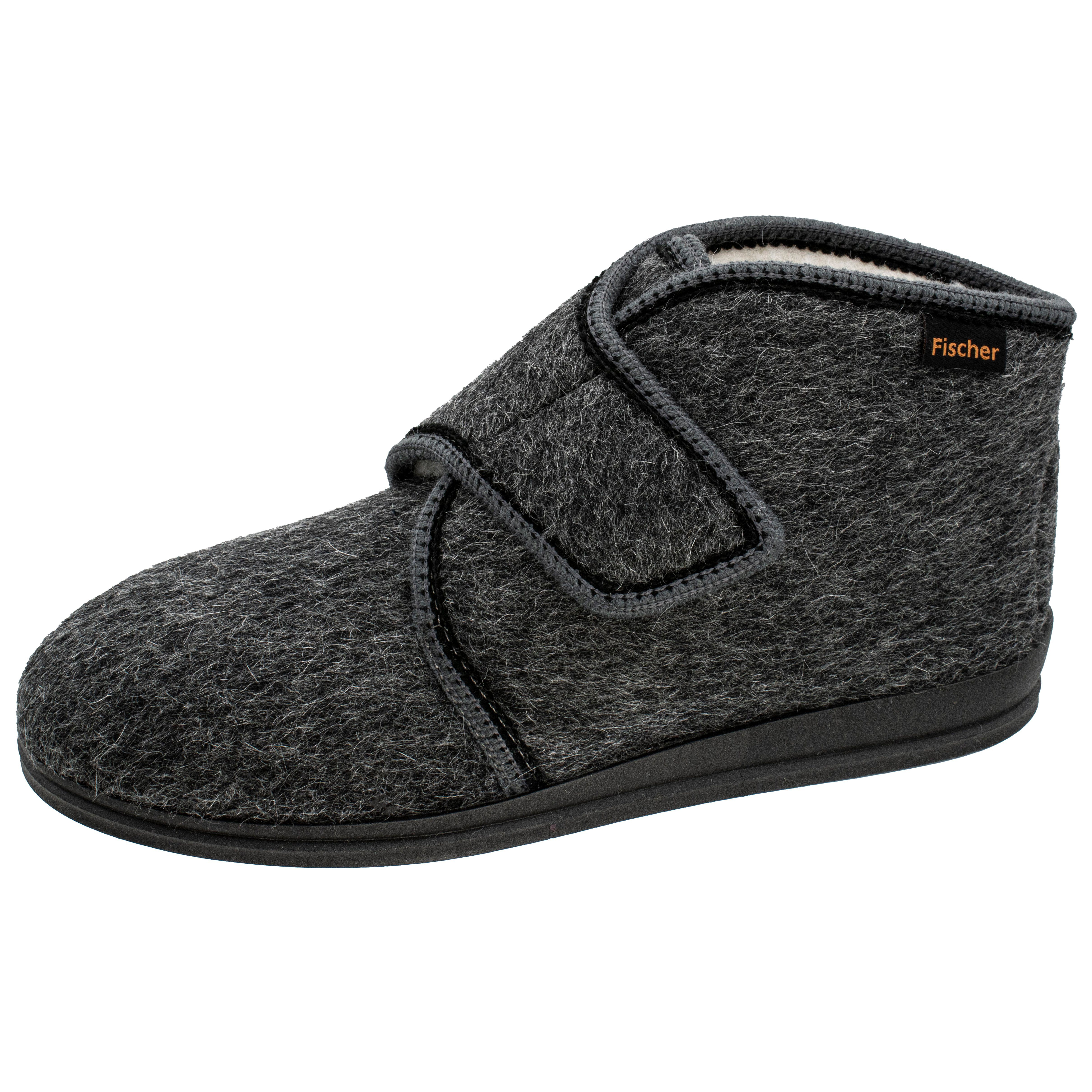 Fischer-Markenschuh Lilleström Hausschuh Schurwollfutter, Stichelhaar, Klettverschluss