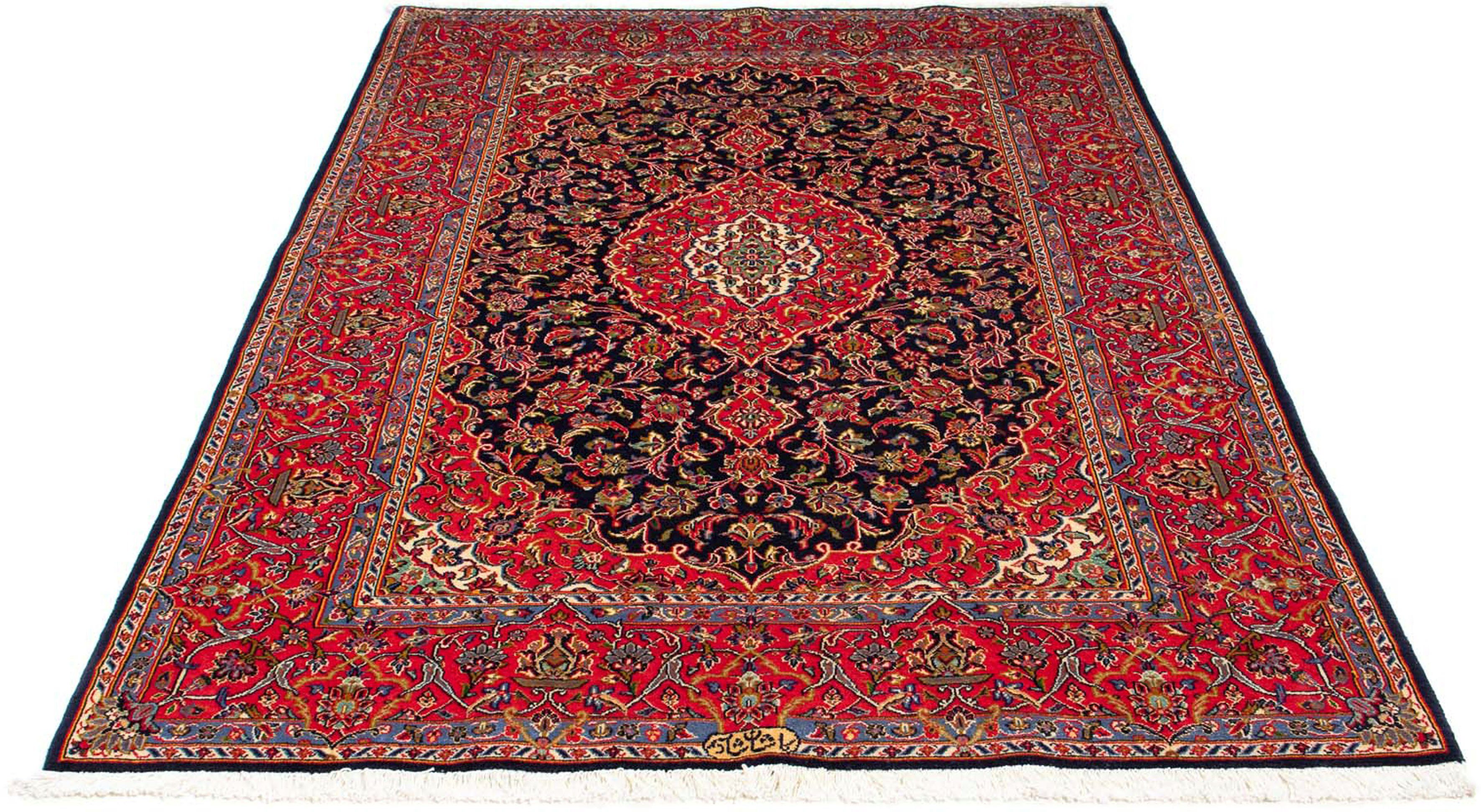 Orientteppich Perser - Keshan - 220 x 144 cm - rot, morgenland, rechteckig, Höhe: 10 mm, Wohnzimmer, Handgeknüpft, Einzelstück mit Zertifikat