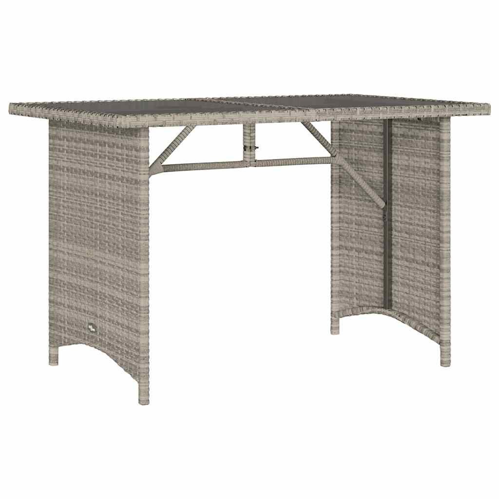 vidaXL Gartentisch Gartentisch mit Glasplatte Hellgrau 110x68x70 cm Poly Rattan (1-St)