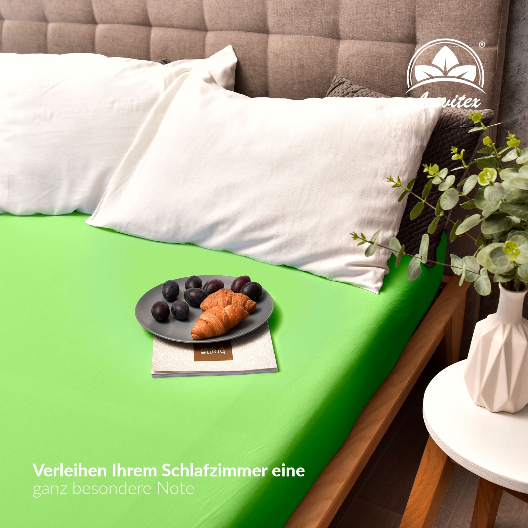leevitex® Spannbettlaken in Übergrößen, Stoffgewicht 195 g/m², 40 cm Steghöhe, Jersey-Elasthan, Gummizug: rundum, (1 Stück), verschiedene Farben, OEKO-TEX® STAN – Bild 5 von 5