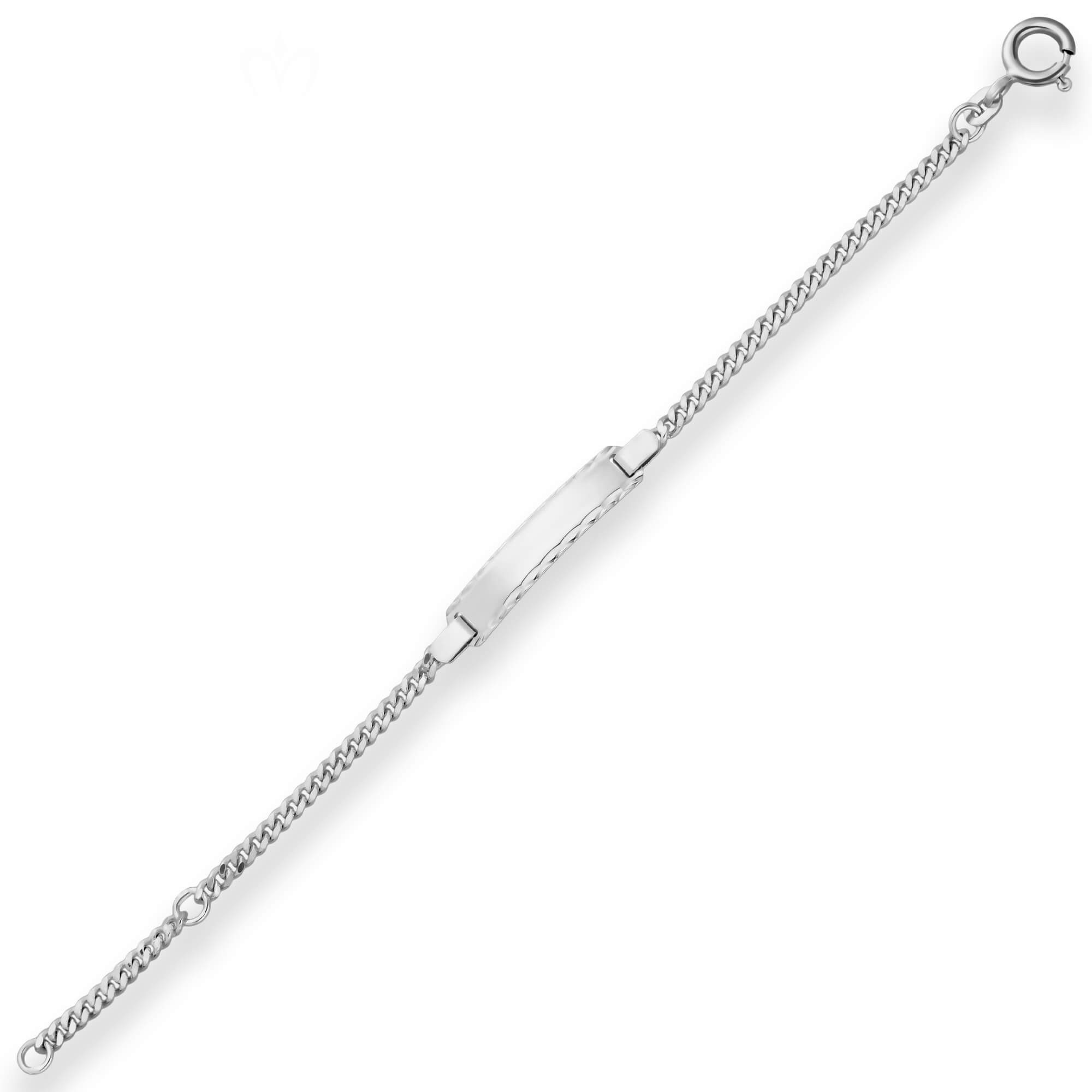 Schmuck Krone Panzerarmband 2,4mm Id-Armband Panzerkette Schildband 925 Silber rhodiniert, Silber 925