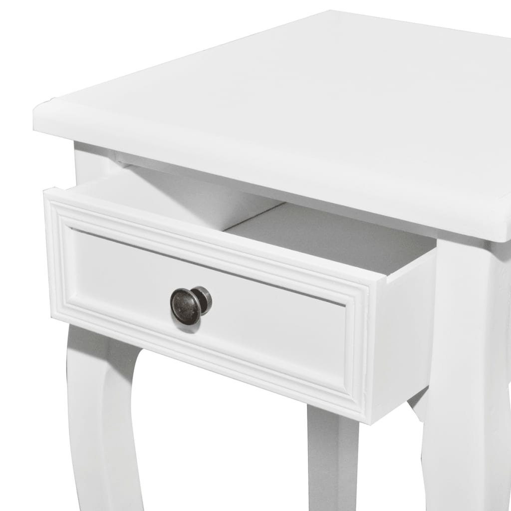 Beistelltisch (2-St) Weiß Satztisch-Set 2-tlg. vidaXL mit Schublade