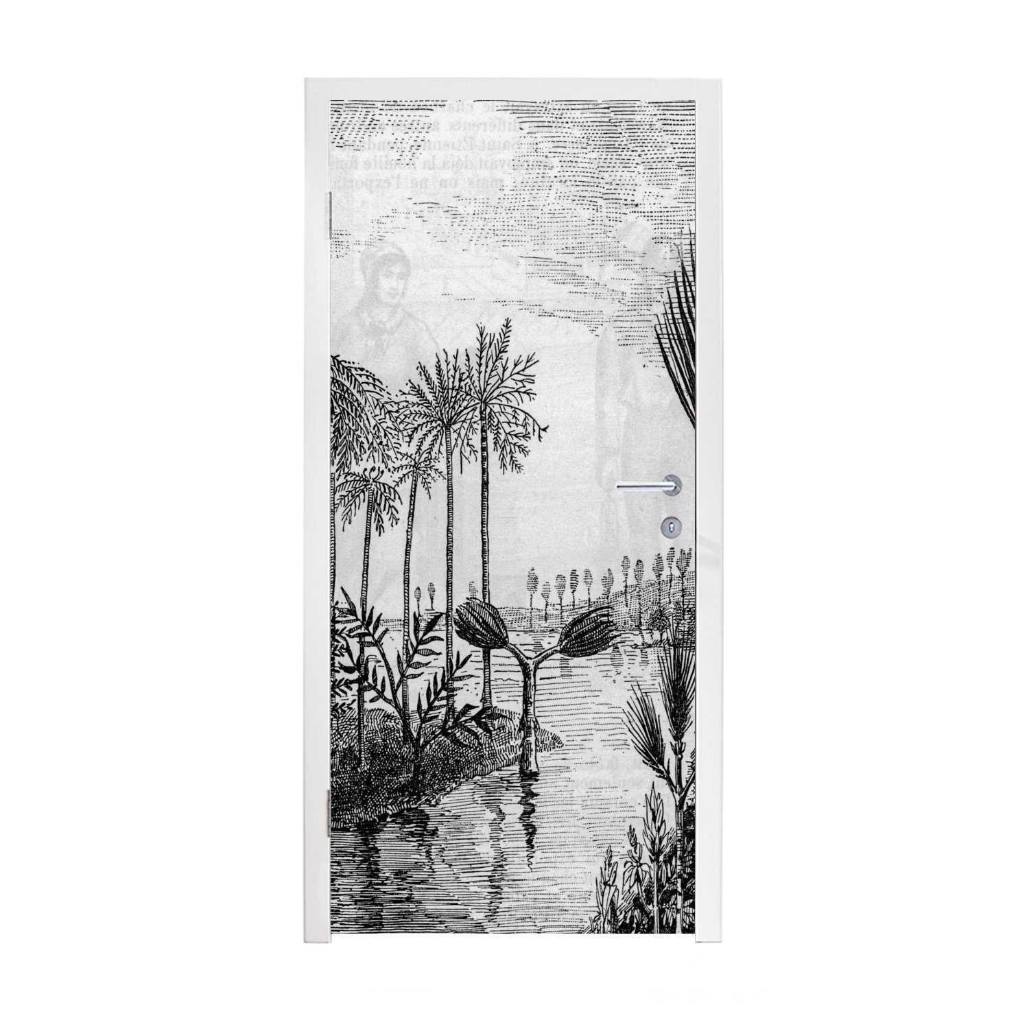 MuchoWow Türtapete Design - Dschungel - Wasser, Matt, bedruckt, (1 St), Fototapete für Tür, Türaufkleber, 75x205 cm