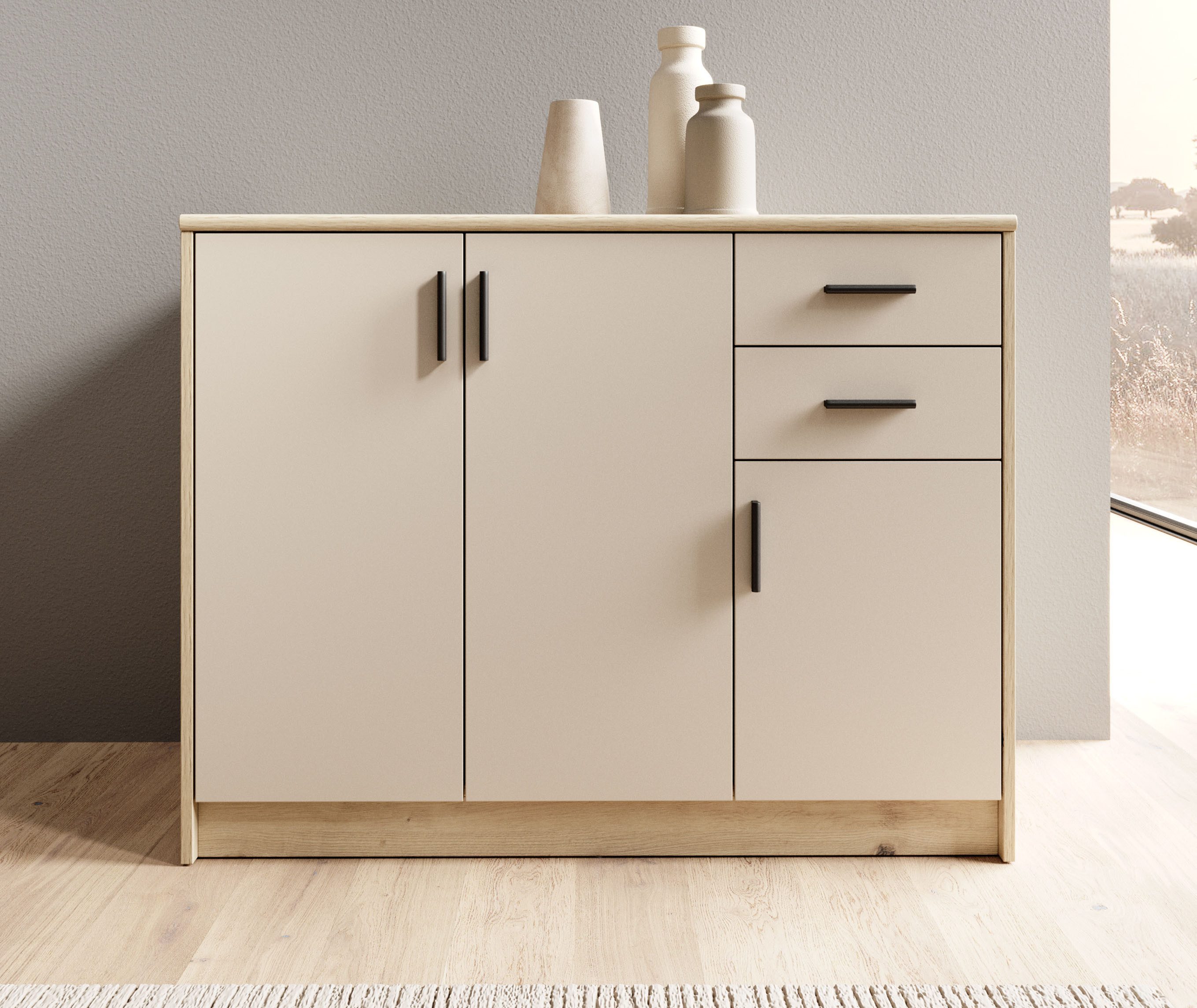 HBZ Sideboard Nelly Kommode, BxHxT 109x86x50cm (1 St), Breite 109cm, Einlegeböden verstellbar, foliert