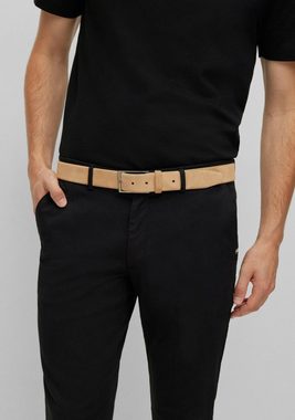 BOSS Ledergürtel Calindo aus Veloursleder mit Logo-Schliesse aus Metall