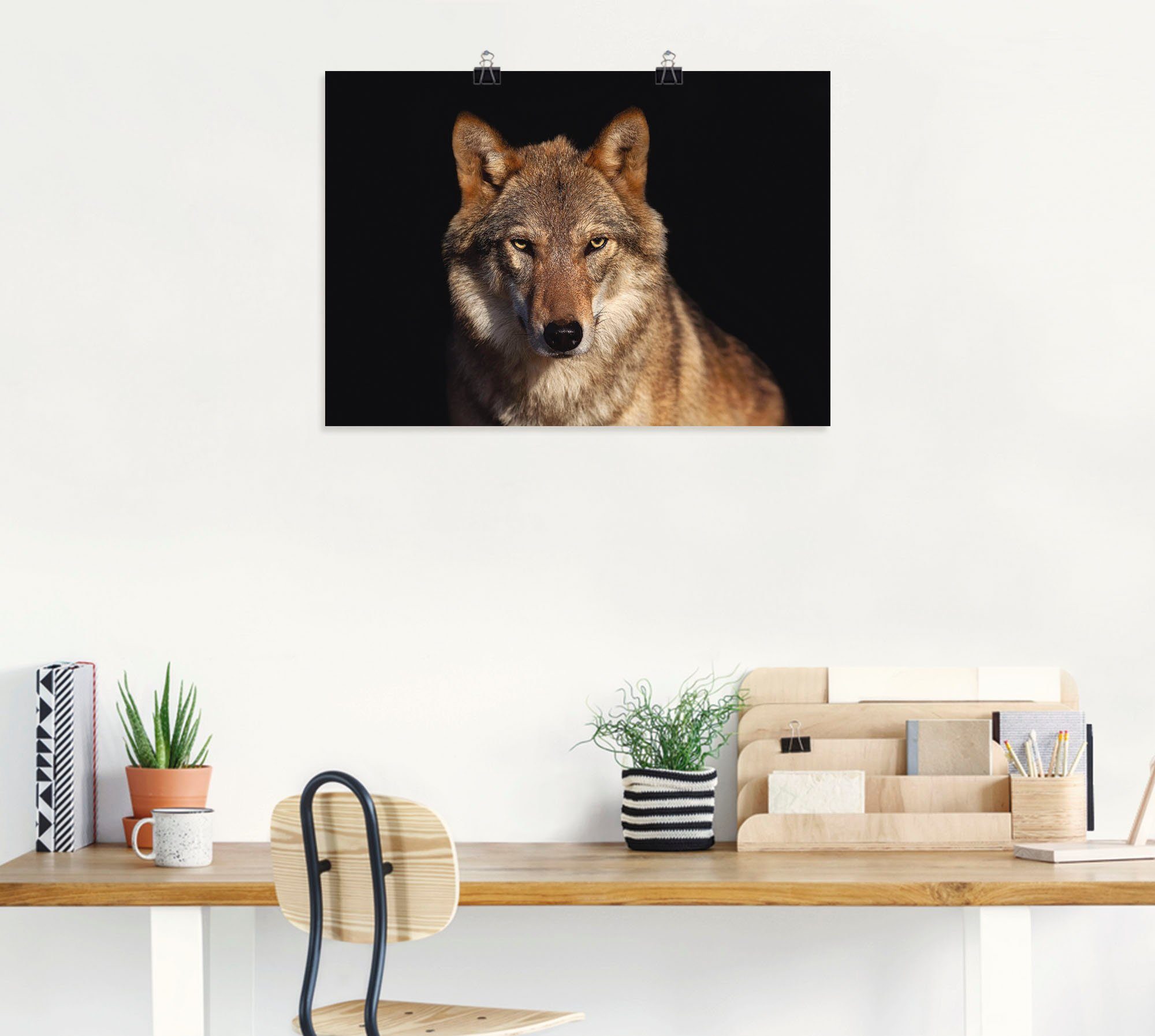 als Wandbild Leinwandbild, Poster Größen Wolf, in Wandaufkleber (1 oder Wildtiere versch. Alubild, Artland St),