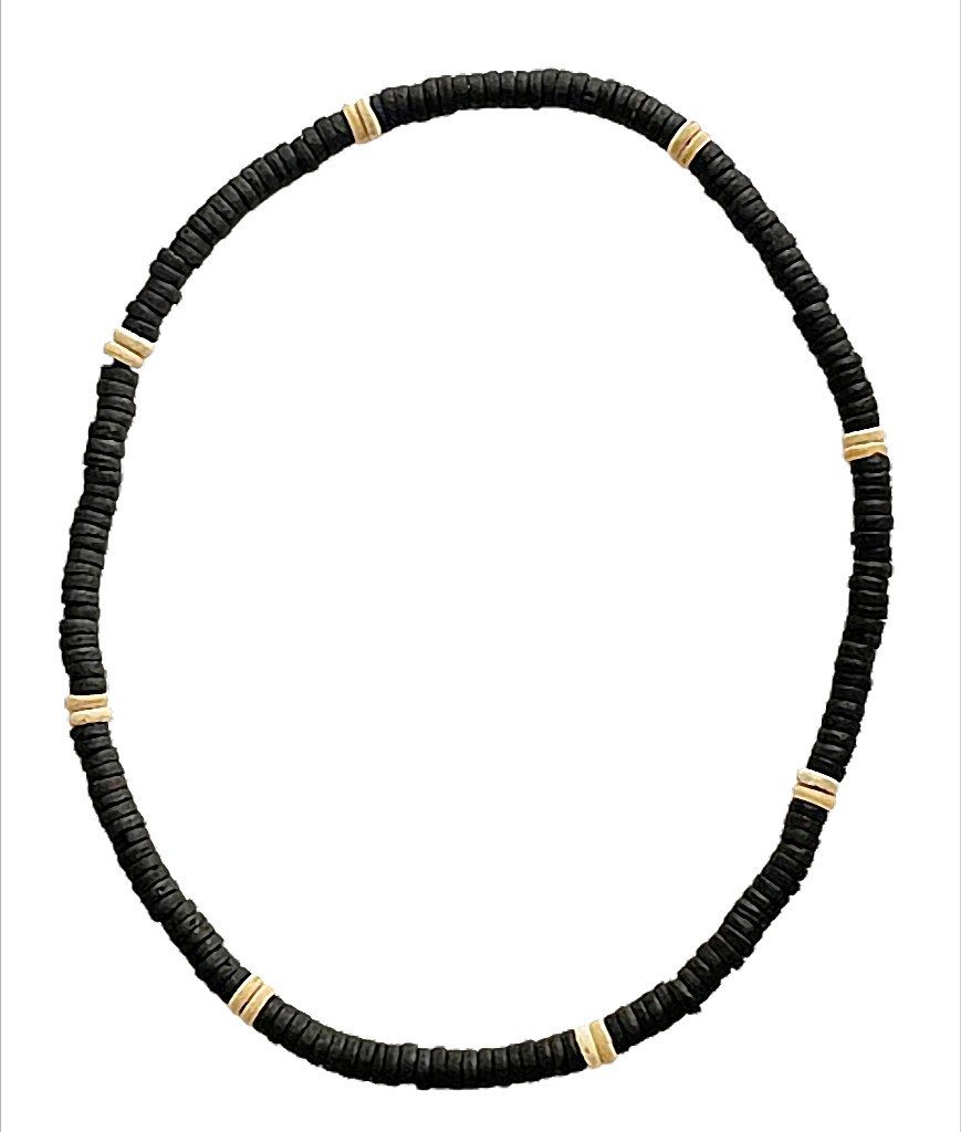 Westernlifestyle Statementkette Black Canyon – Desert Line Heishi Kette Kokos schwarz