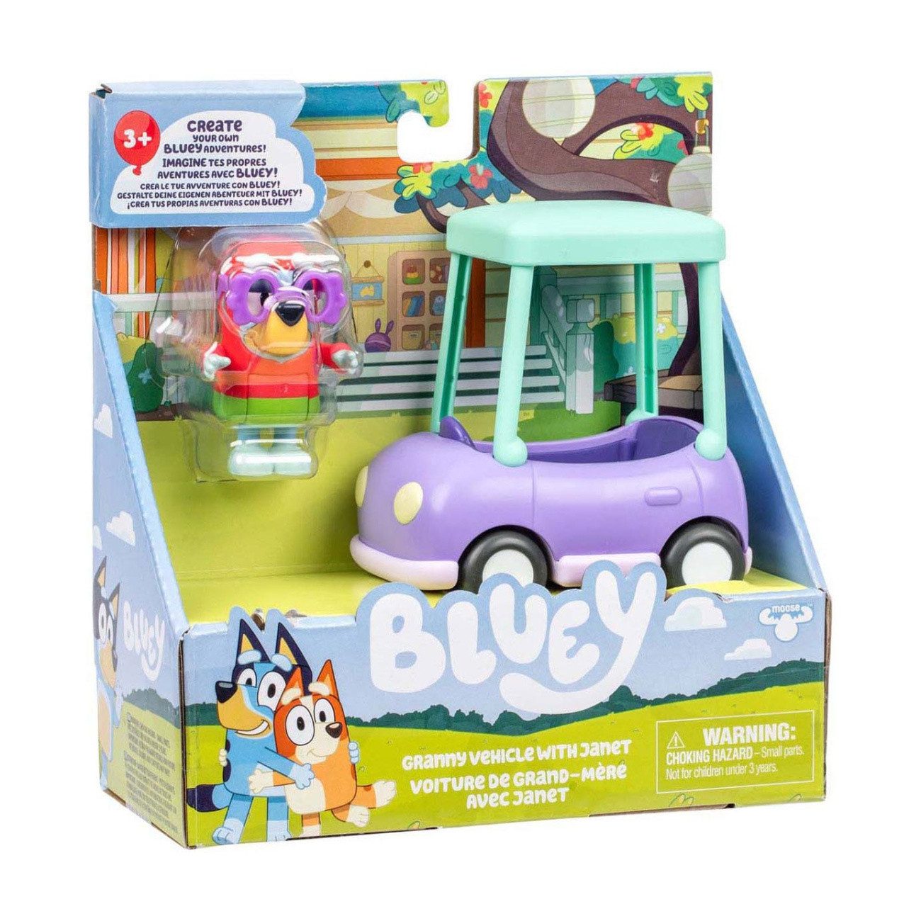 Moose Toys Spiel Bluey Minifiguren Spielset Janet & Oma Auto