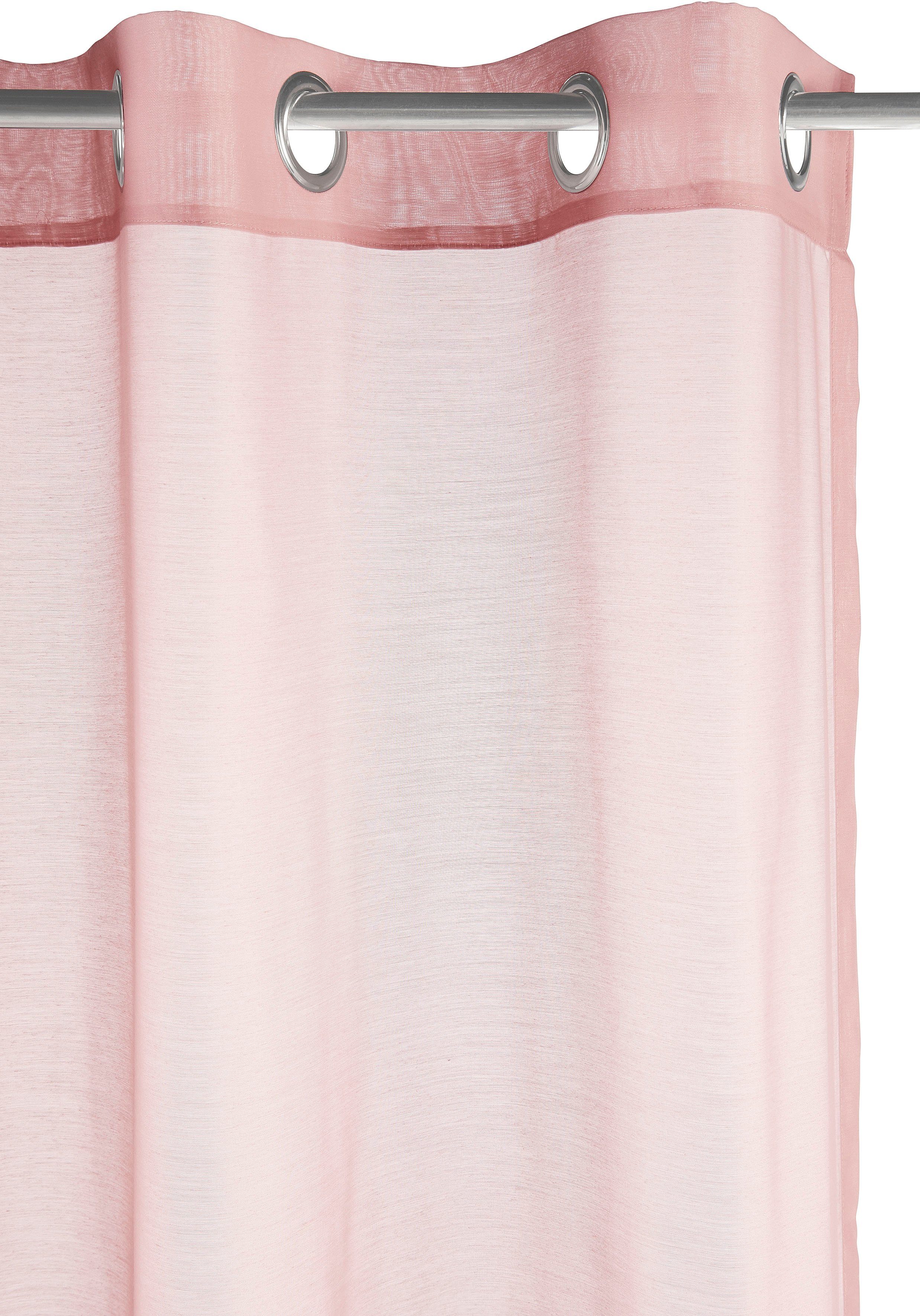 Batist, (1 Ösen rosé Polyester, Leonique, Gardine transparent, Größen verschiedene St), transparent