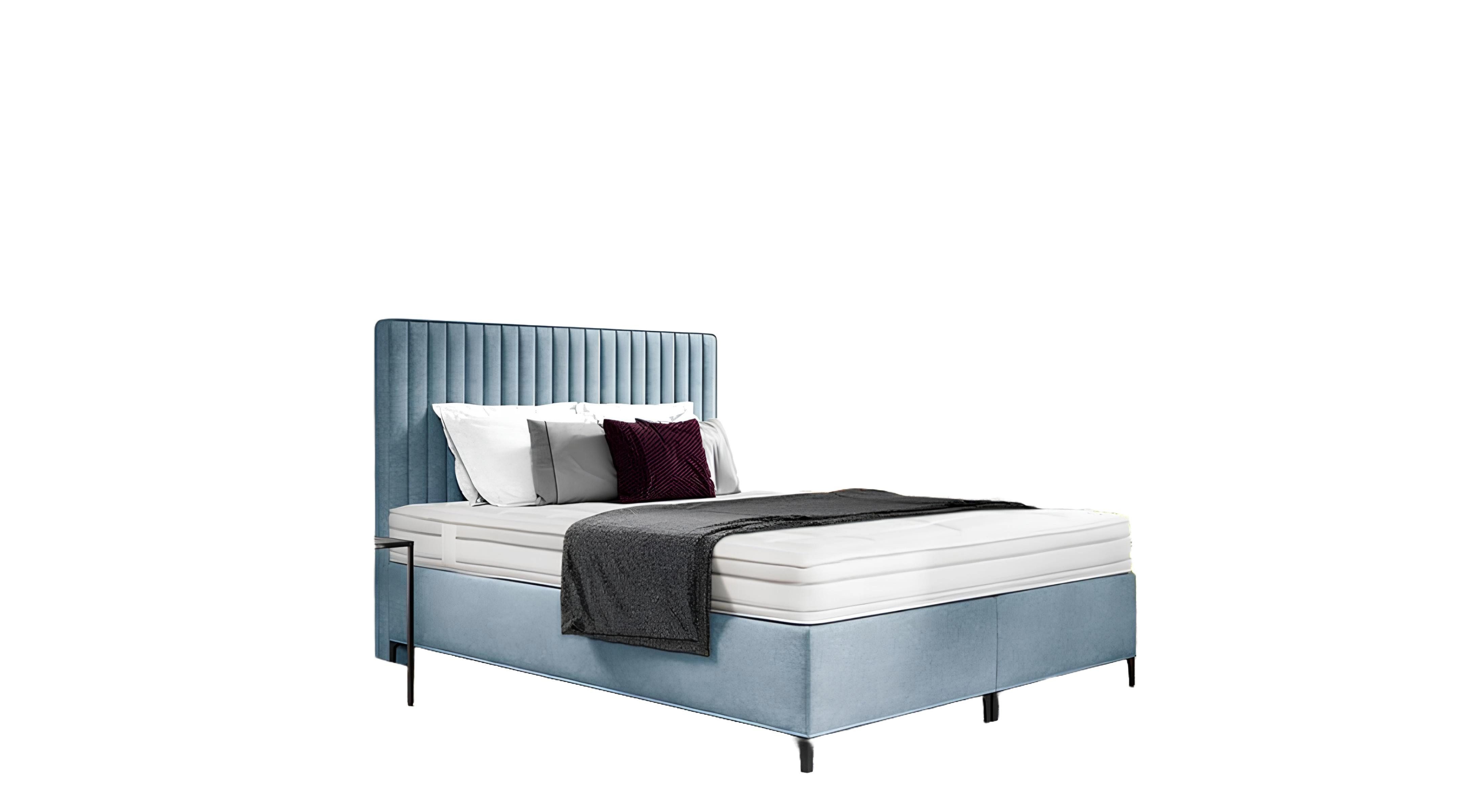 Bett Blaues Designer-Doppelbett Polstermöbel Schlafzimmer Boxspringbett
