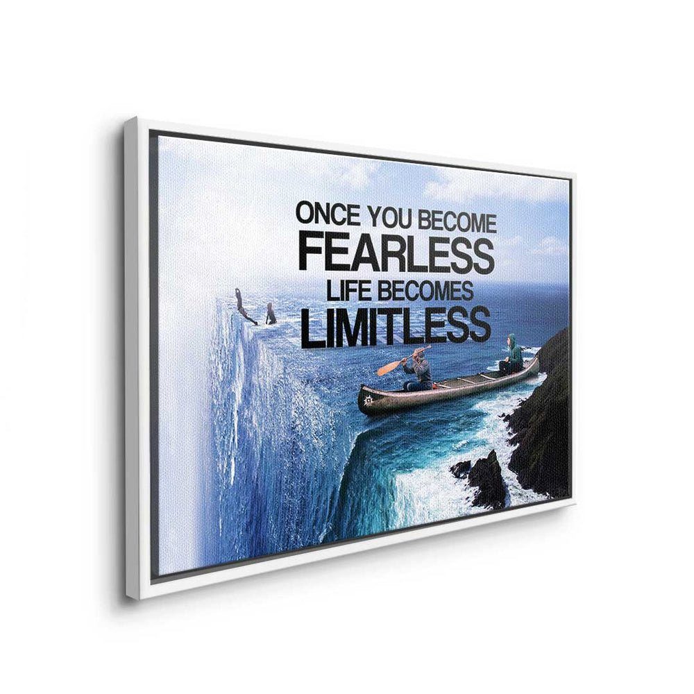 Rahmen Motivation Premium DOTCOMCANVAS® You Once - Become Fearless Leinwandbild Bec Life - weißer Leinwandbild,