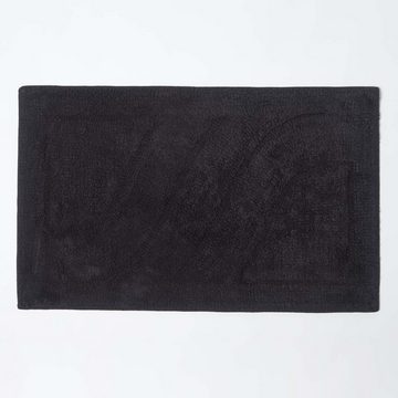 Badematte 2 teiliges Luxus Badematten Set 100% Baumwolle schwarz Homescapes, Höhe 30 mm