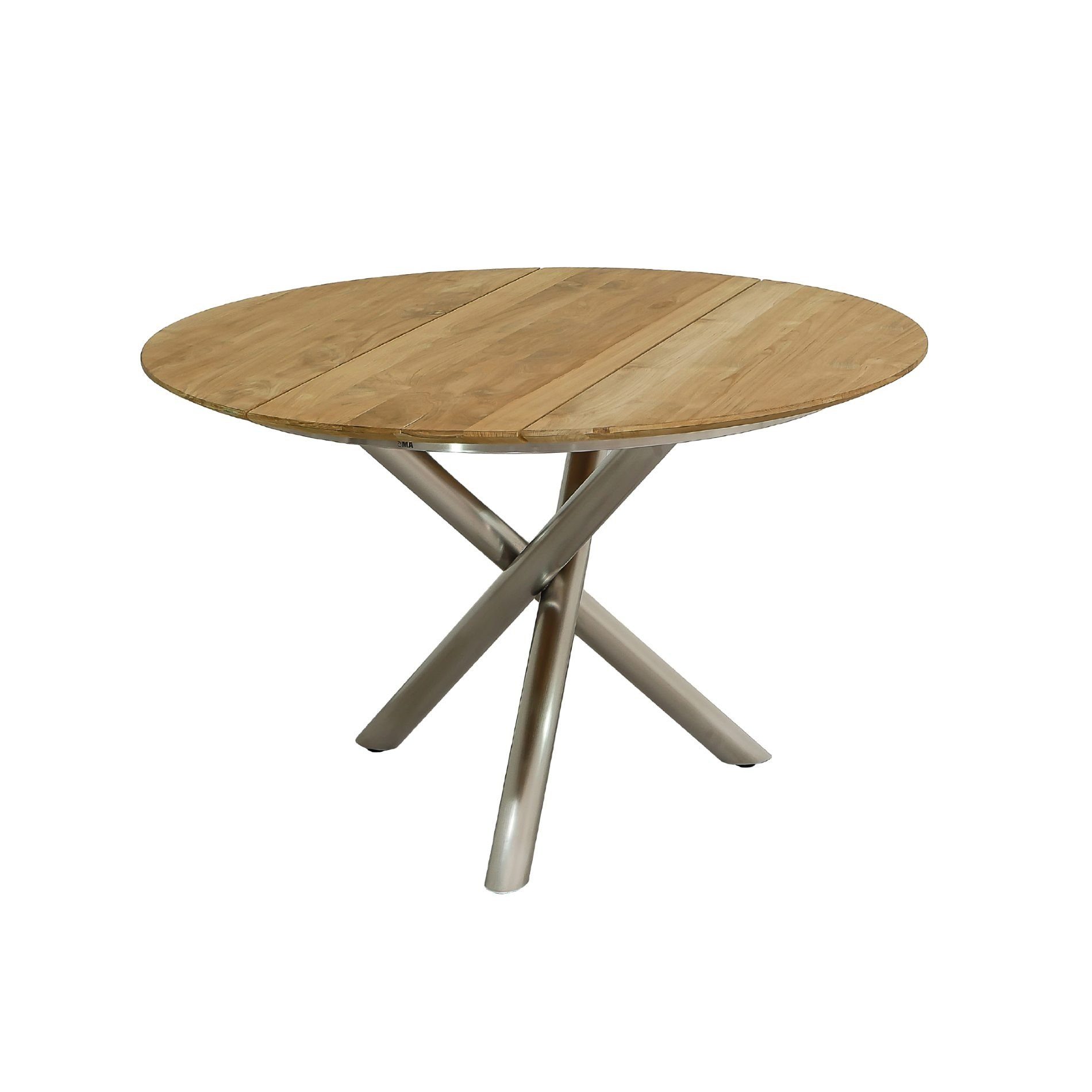 CASA DOMA Gartentisch Perano (Edelstahl/Teak), Kreuzgestell, rund, Ø 120 cm