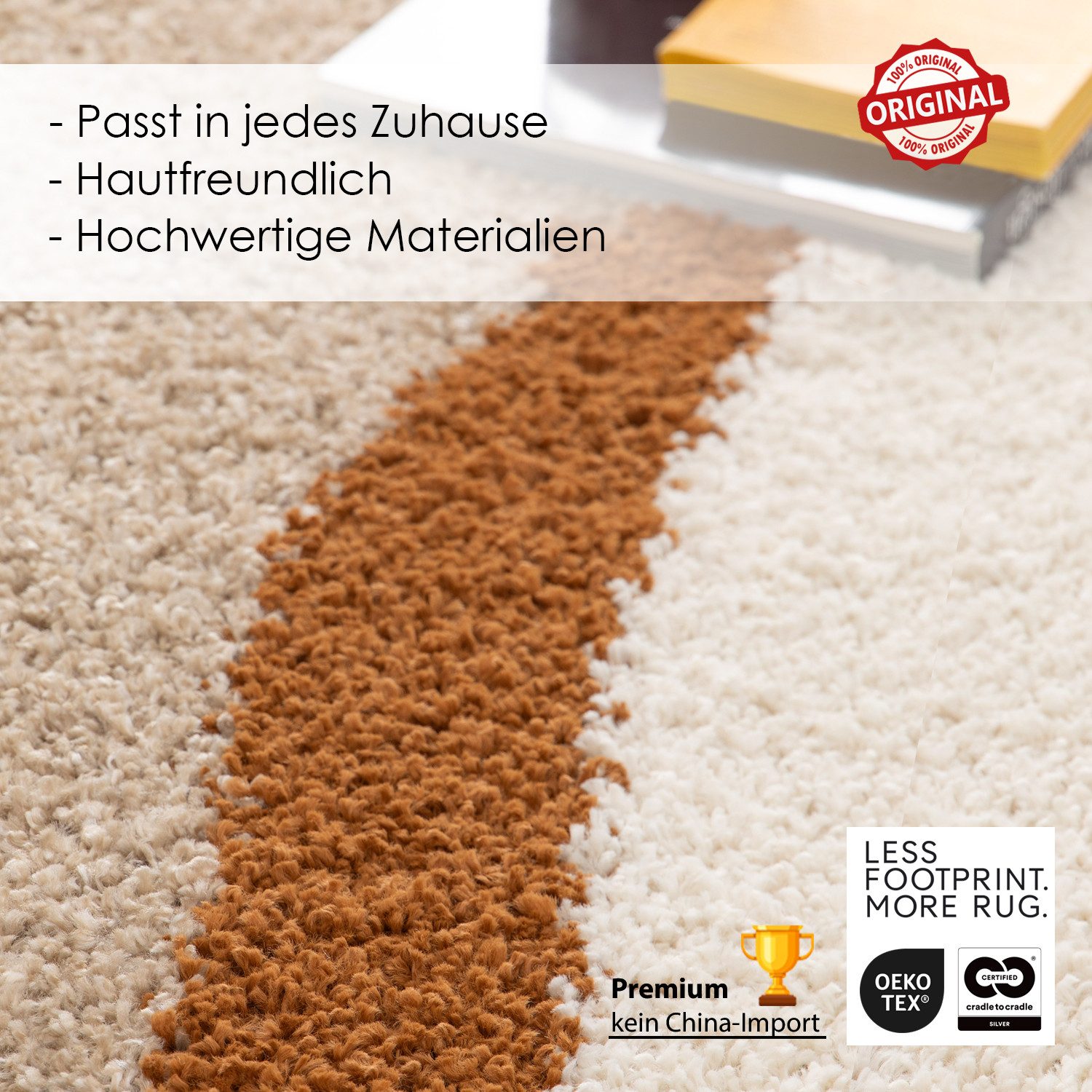 DomDeco Hochflor-Teppich Hochflorteppich Momo und Lunor, Schlafzimmerteppich, luxusqualität, flauschiger teppich modern – Bild 5 von 5