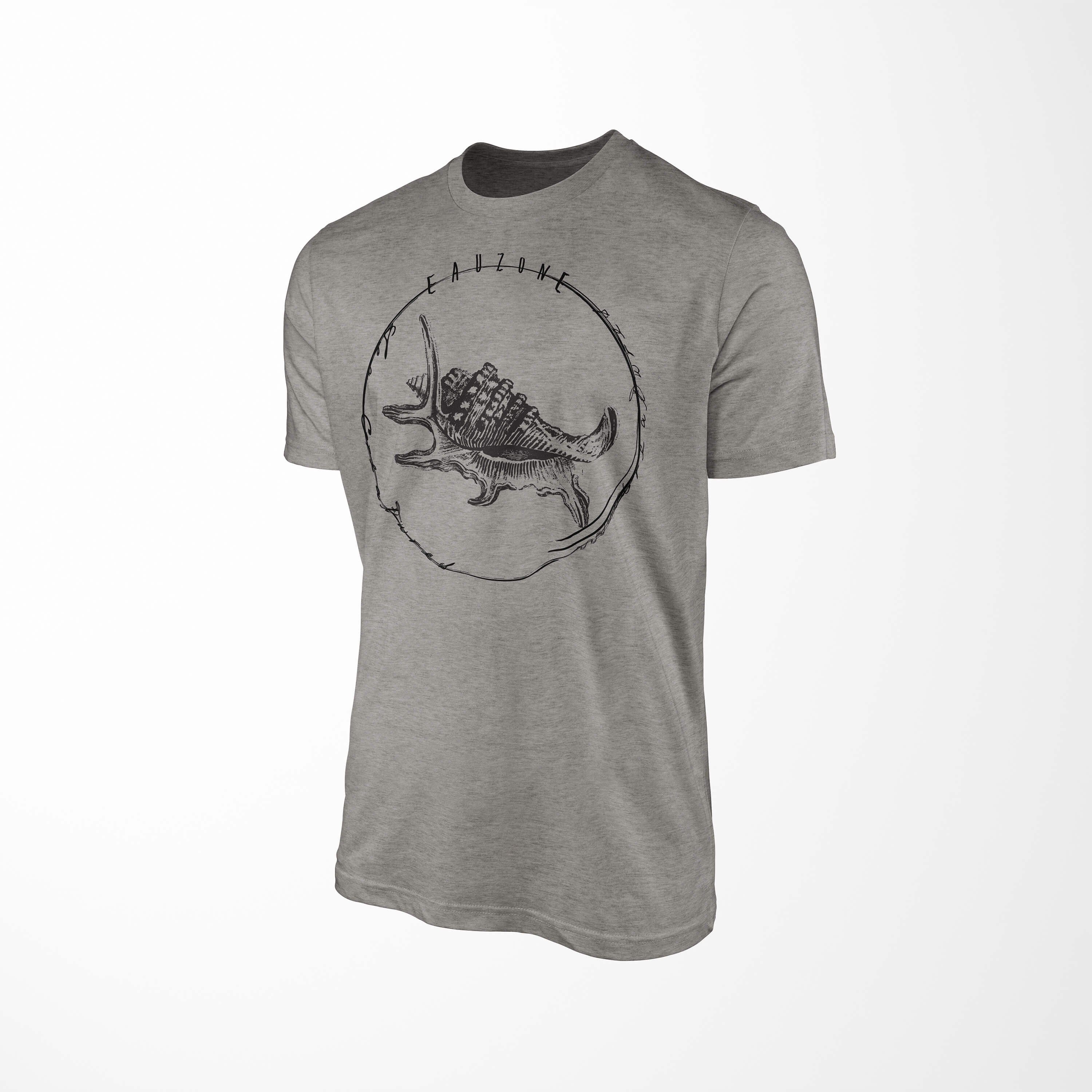 / Sea Sinus T-Shirt Serie: Struktur Creatures, - Ash feine Fische und sportlicher Art 068 Tiefsee T-Shirt Sea Schnitt