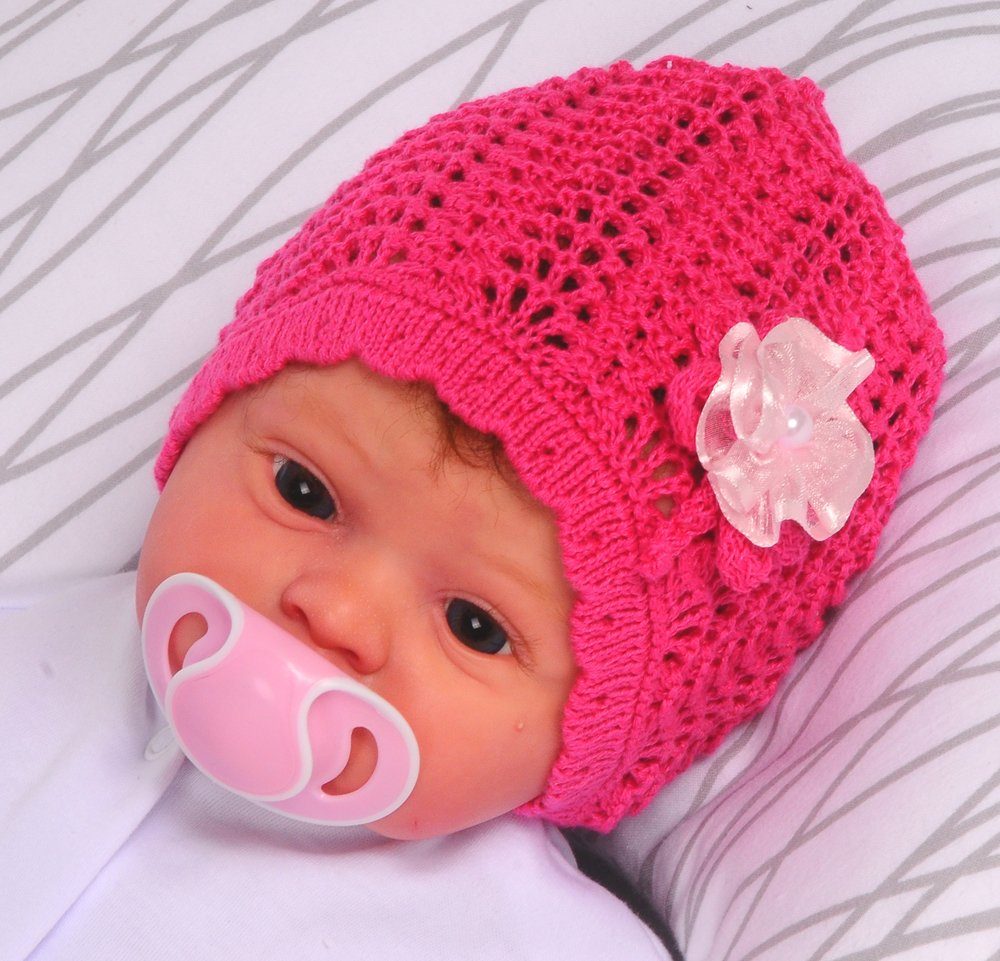 Baby Strickmütze Bortini für Kinder Mütze und Pink La