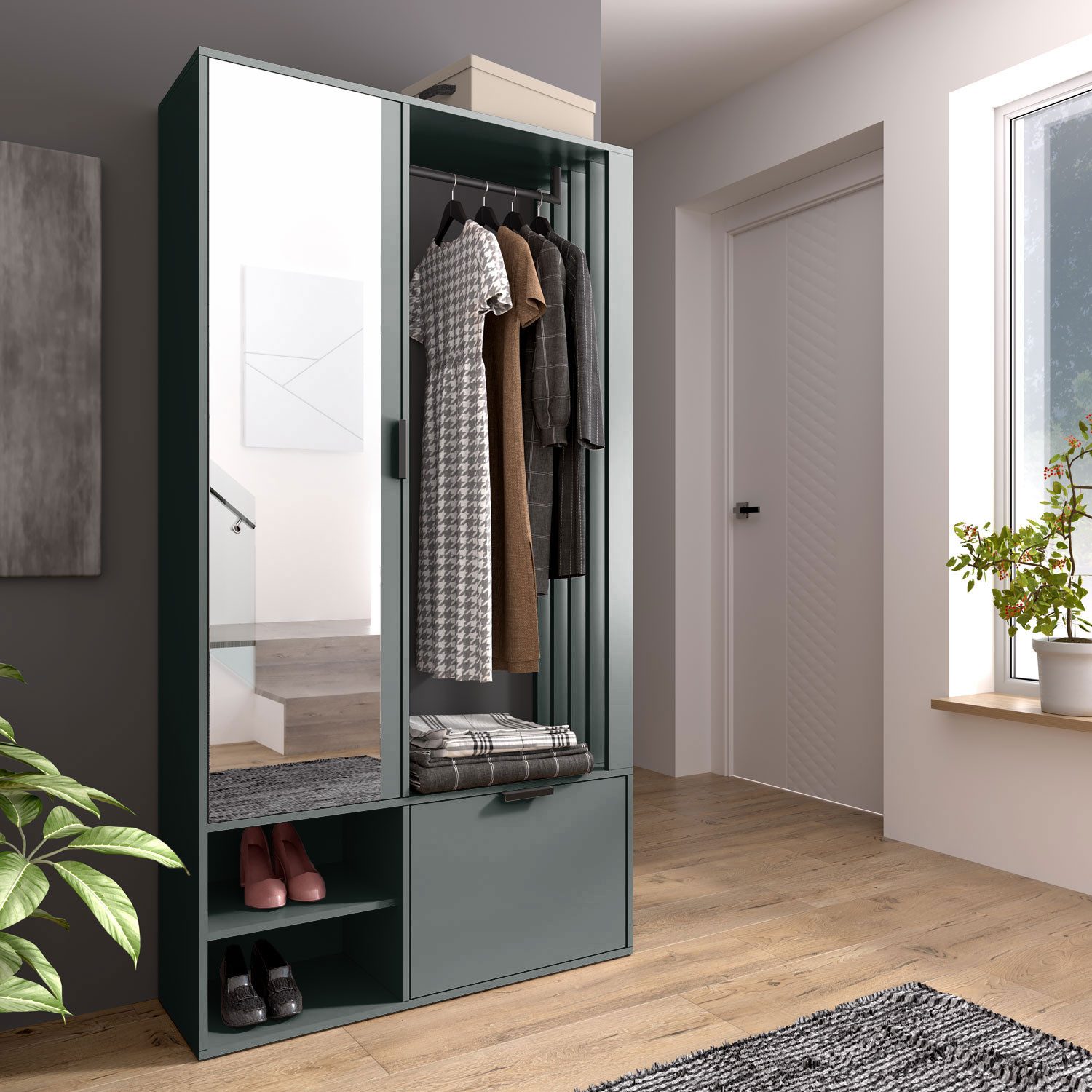 Lookway Garderobenschrank FORIS mit Spiegel – Moderne und funktionale Flurlösung