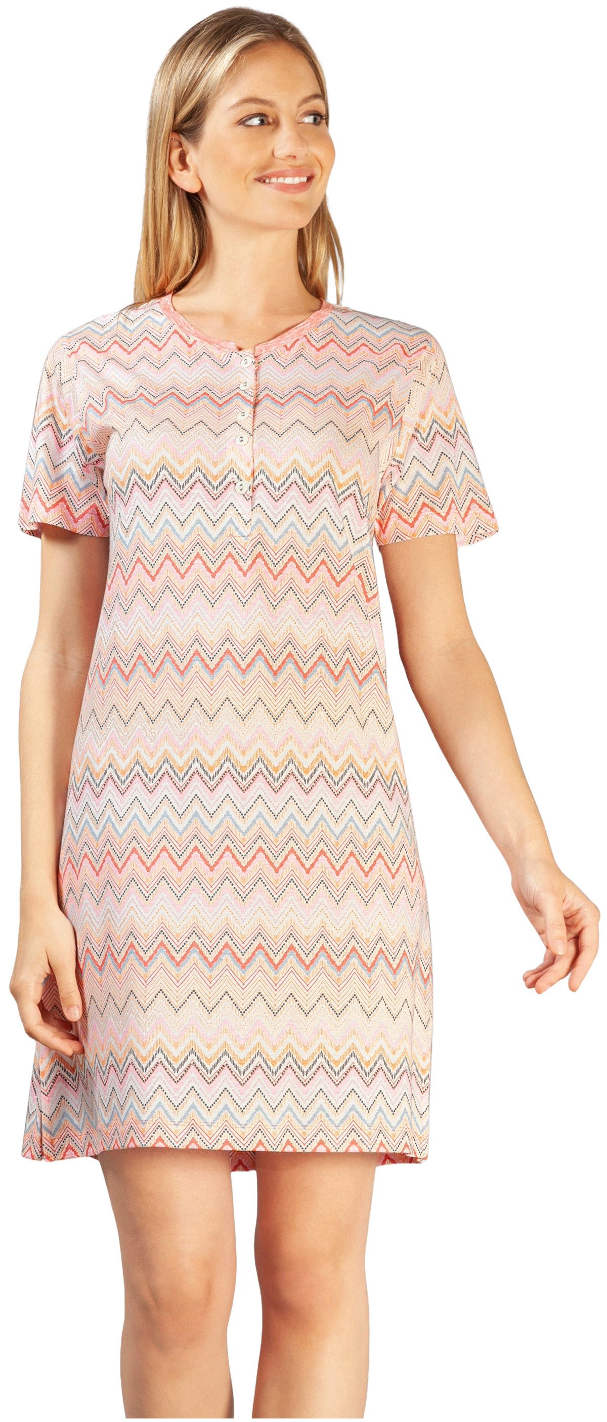 Hajo Nachthemd Damen Schlafshirt mit kurzem Arm (1-tlg) Sommerfarben