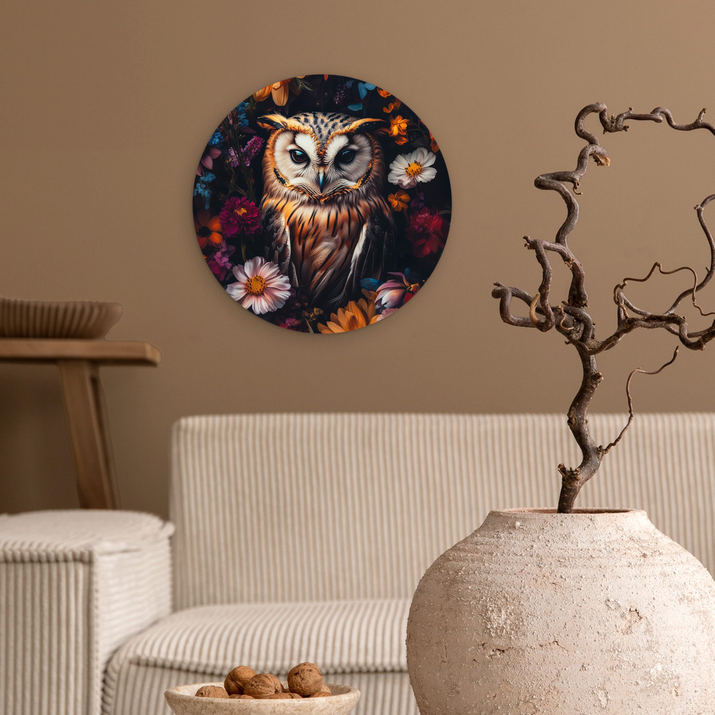 MuchoWow Gemälde Eule - Blumen - günstig online kaufen