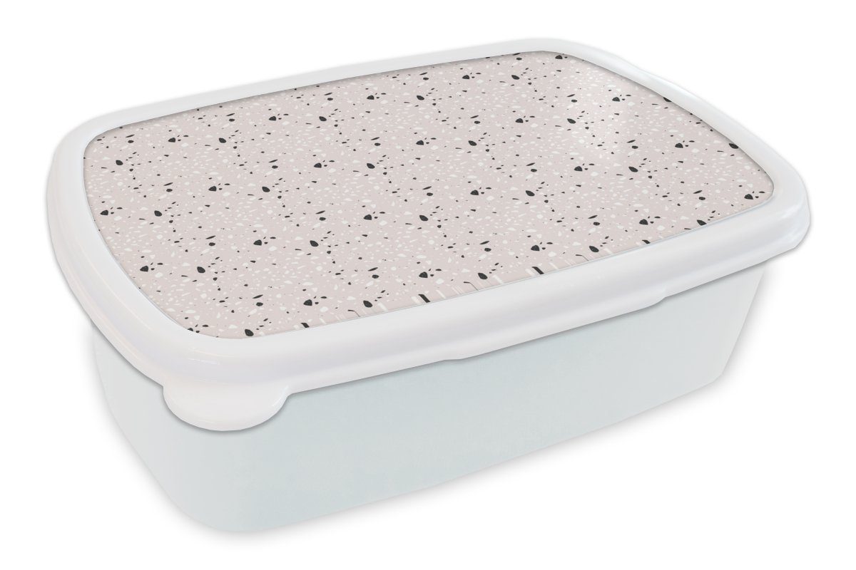 MuchoWow Lunchbox Muster - Terazzo - Textur, Kunststoff, (2-tlg), Brotbox für Kinder und Erwachsene, Brotdose, für Jungs und Mädchen weiß