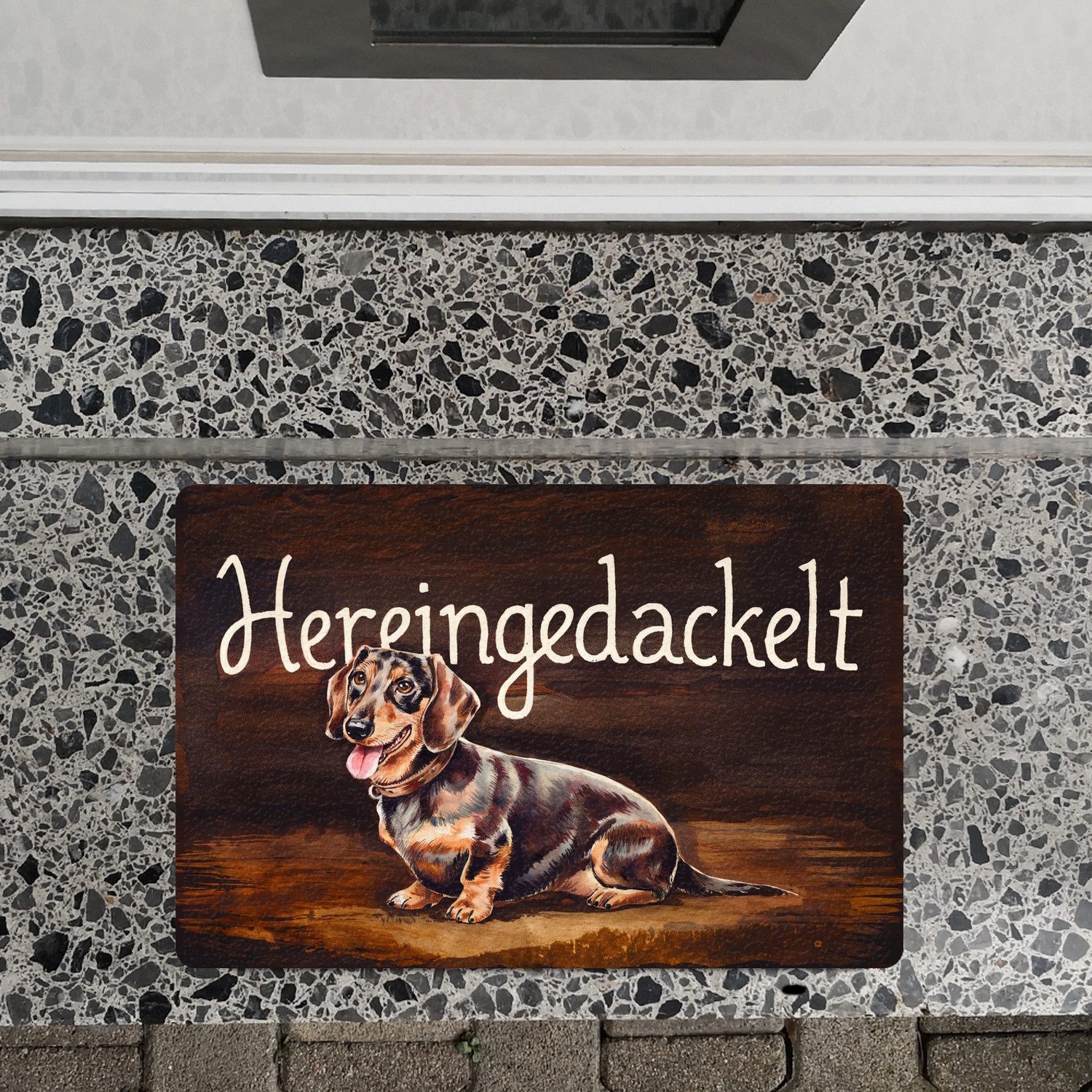 speecheese Fußmatte Hereingedackelt Fußmatte in 40x60 cm ohne Rand mit Dack günstig online kaufen