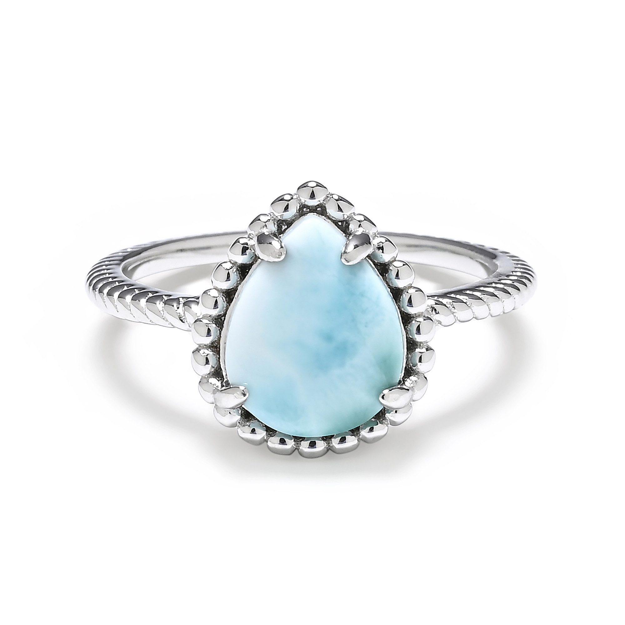 Cavill Solitärring Larimar-Silberring, rhodiniert, 1,95 ct (1-tlg)