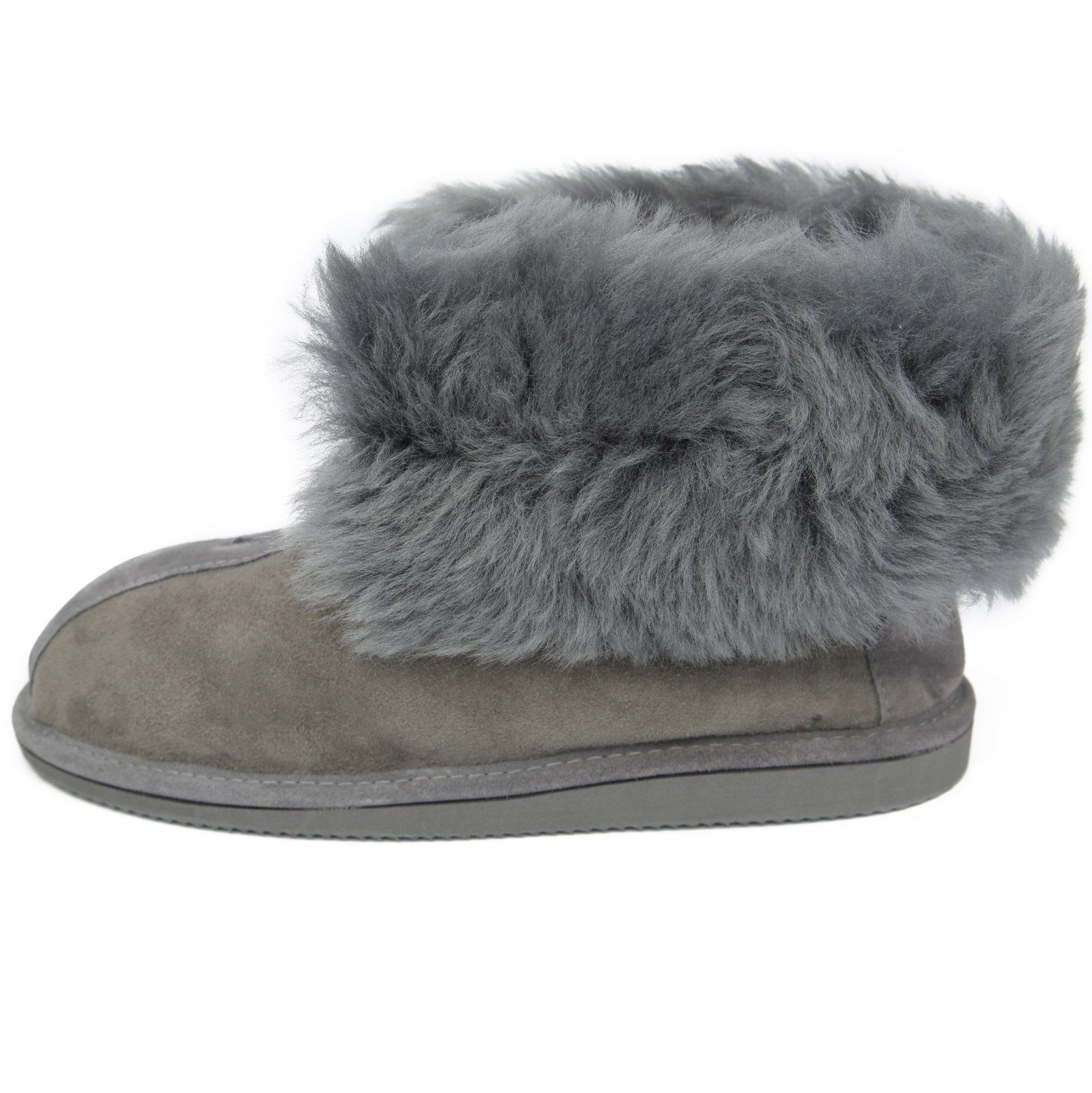 Hollert Hausschuh Lammfell Hausschuhe ALASKA GRAU Hüttenschuhe – Bild 4 von 5