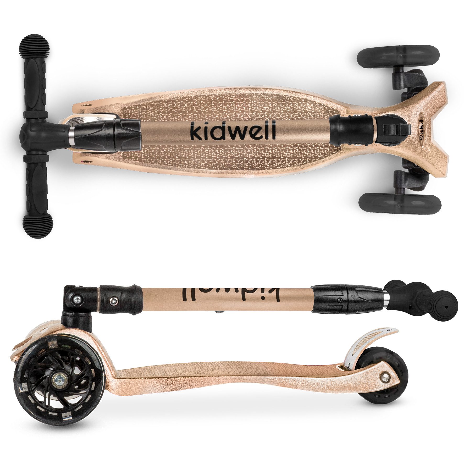 COIL Dreiradscooter Kinderroller, Tretroller, Dreirad-Balance-Roller, Cityroller, 10 km/h, ABEC-7-Lager, 3-stufige Lenkradverstellung, LED-Räder