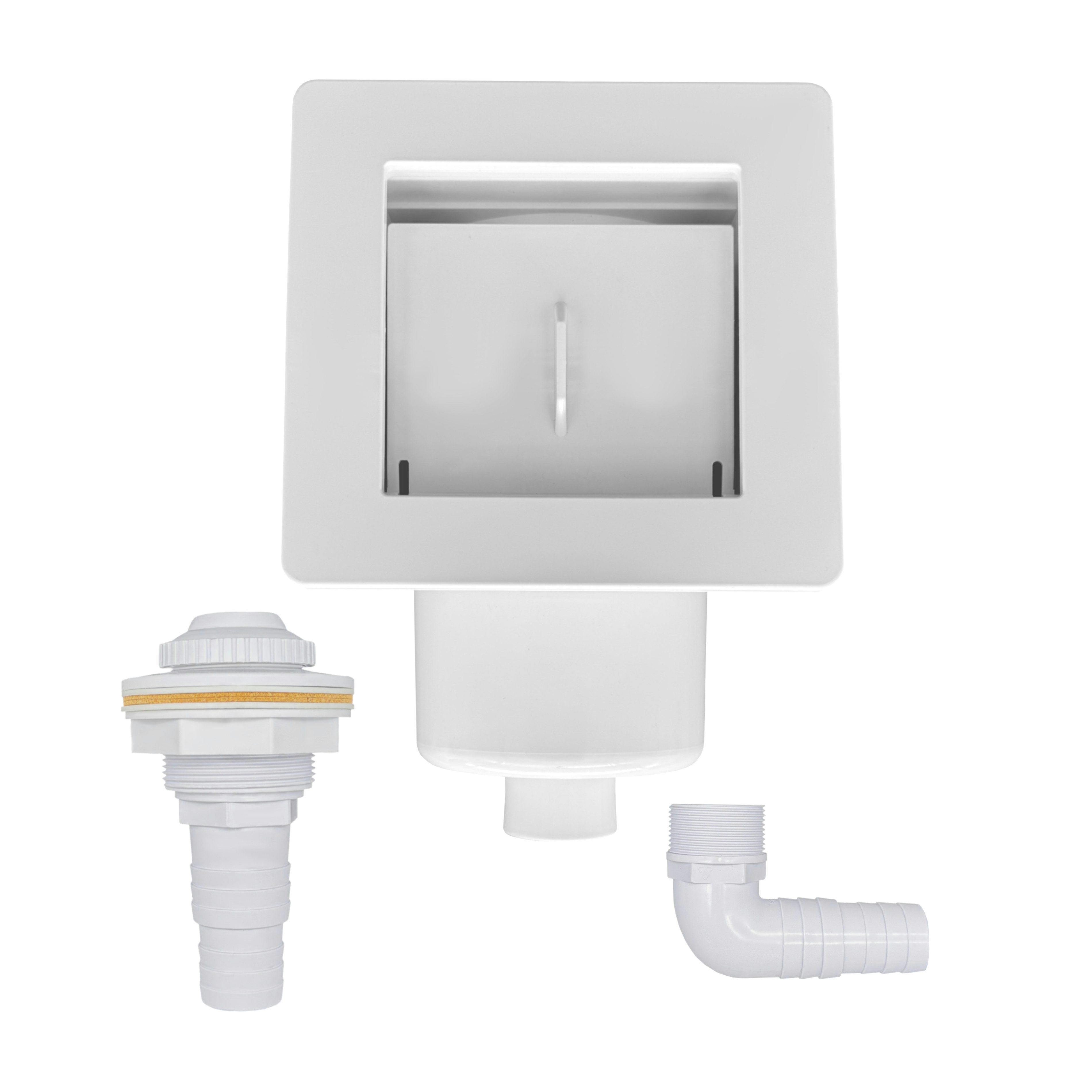 HAF Skimmer ABS Pool Einbauskimmer Komplett Set Weiß Stahlwandbecken Aufstellpool (Mit 32mm und 38mm Schlauchanschluss, Inkl. Skimmerkorb, Einlaufdüse uvm), Für Stahlwandbecken und Einbaubecken