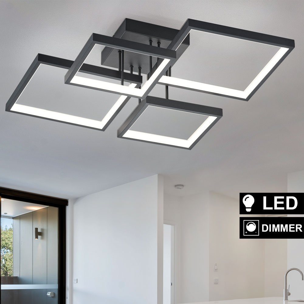 etc-shop LED Deckenleuchte, LED-Leuchtmittel fest mit Switch Dimmer Design LED Wohnzimmer Deckenleuchte verbaut, Warmweiß