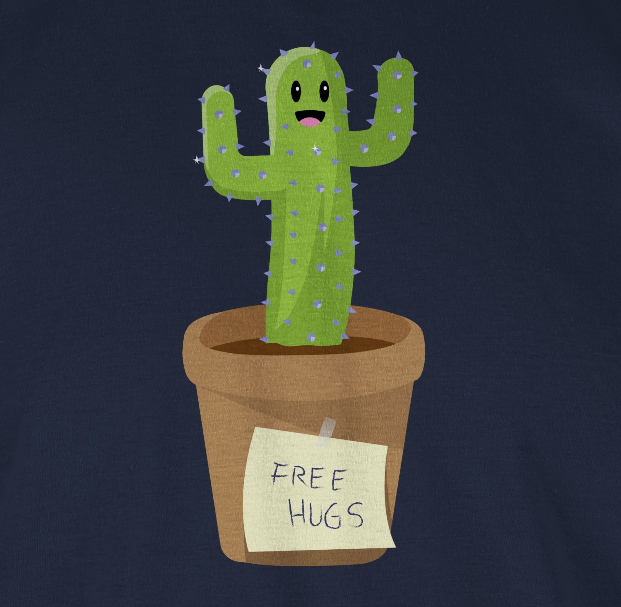 Sprüche Kaktus Free Shirtracer Navy T-Shirt 03 Blau Hugs Statement