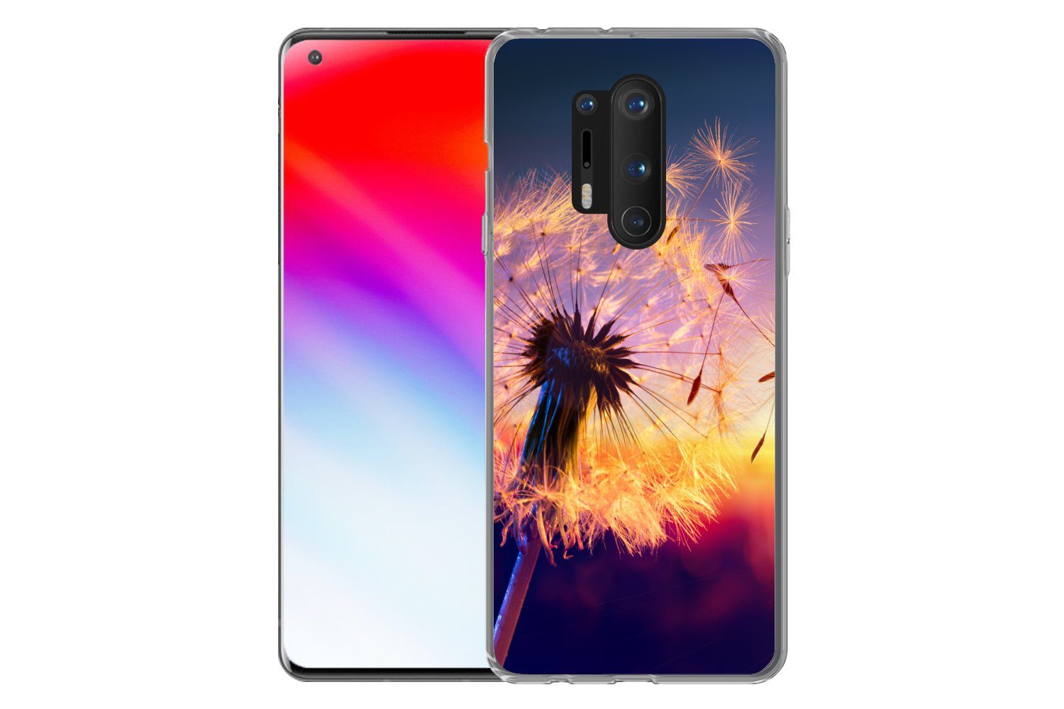 MuchoWow Handyhülle für OnePlus 8 Pro Löwenzahn - Blumen - Sonnenuntergang - Horizont - Na, Phone Case, Silikon, Schutzhülle Dünn