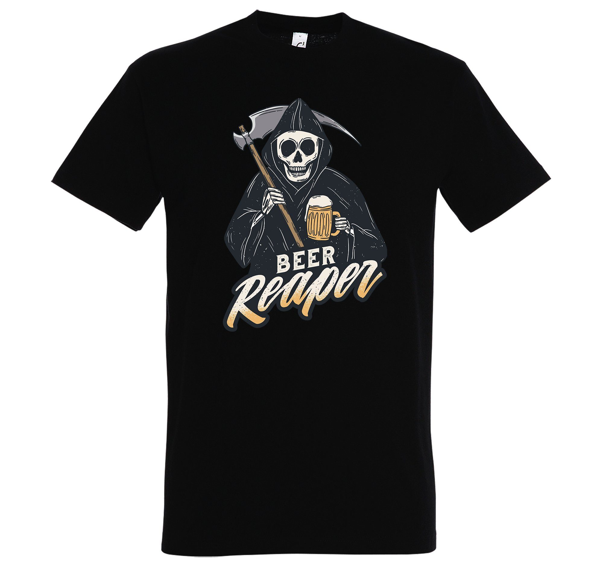 mit Designz Bier Frontprint Youth Reaper Schwarz Herren Shirt lustigem T-Shirt